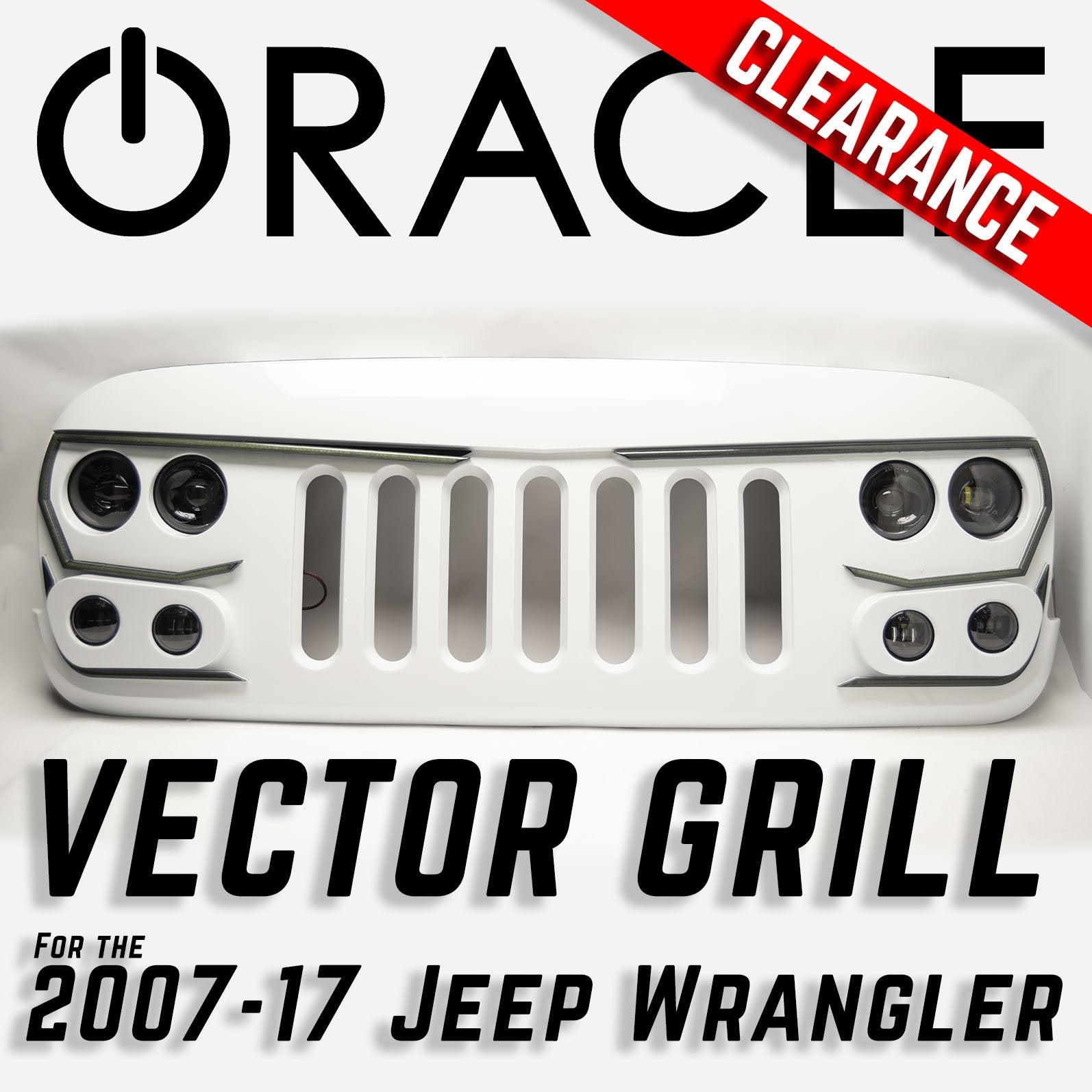 ORACLE Vector Grill BRIGHT WHITE PW7 - 2007-17 Jeep Wrangler w/ LED Headlights, Hi Beams, DRLs、mySite、nflplayoffbracketp