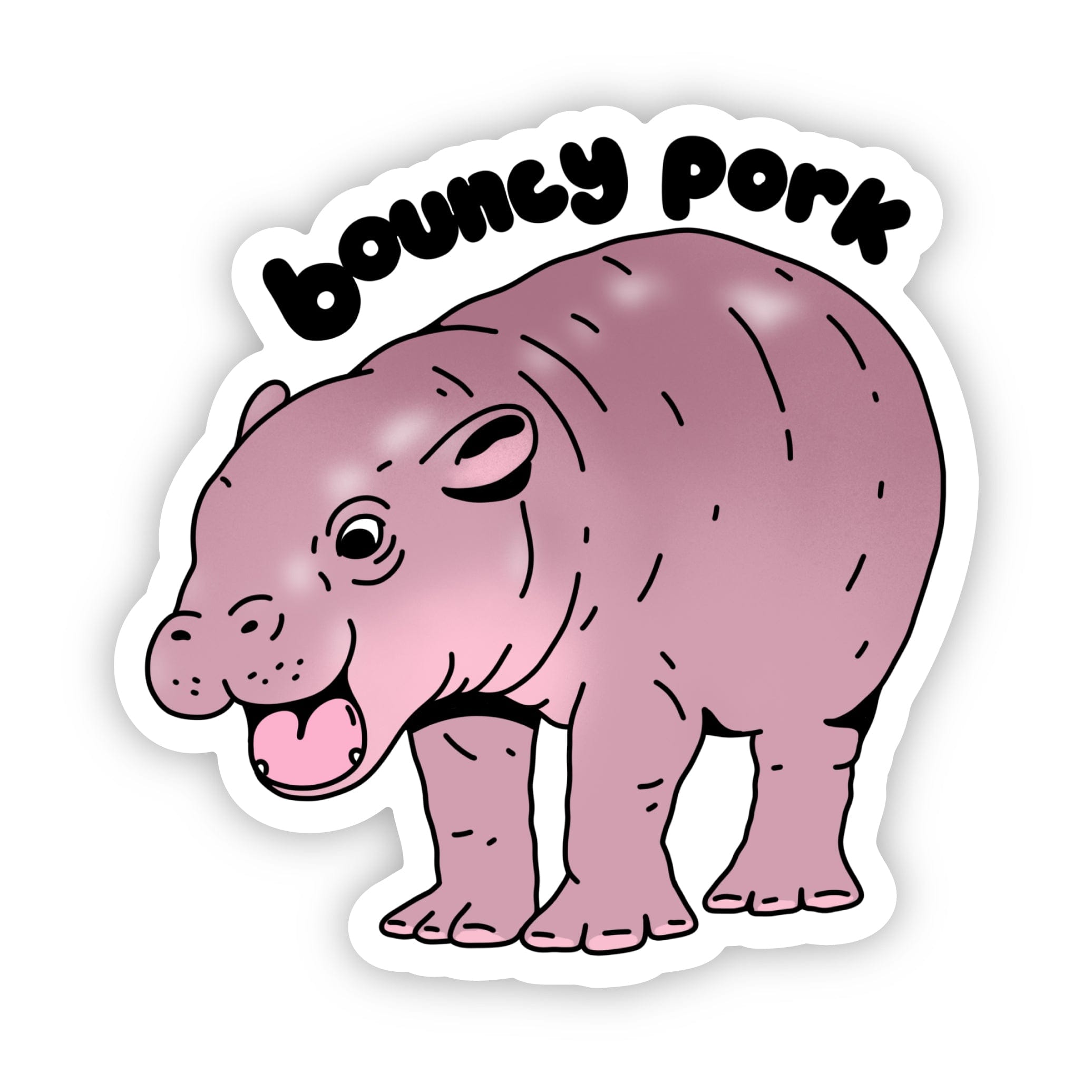  Bouncy Pork Moo Deng Hippo Sticker、mySite、ghnorth