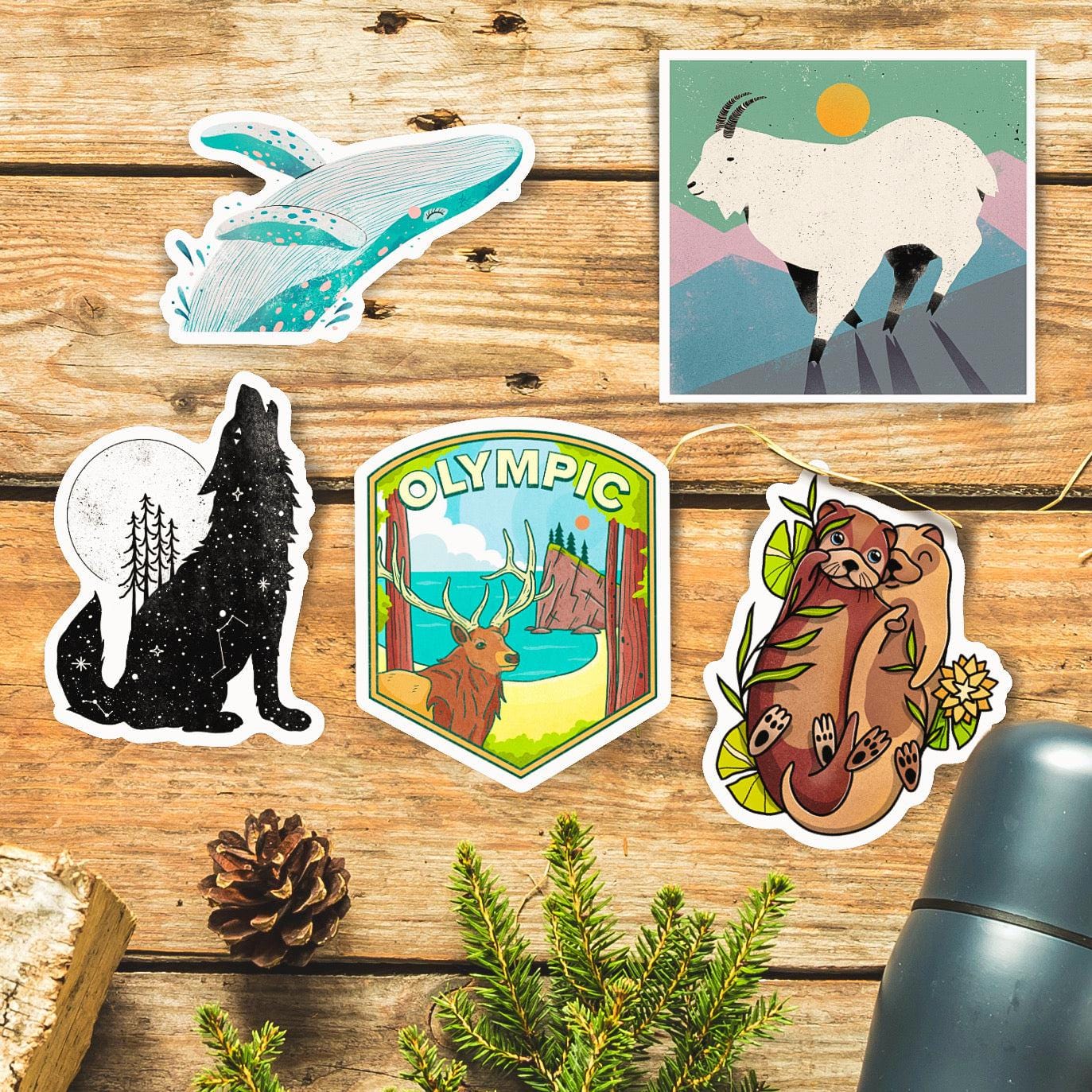  Olympic Forest Animal Stickers 5 Pack、mySite、elrpsem3k