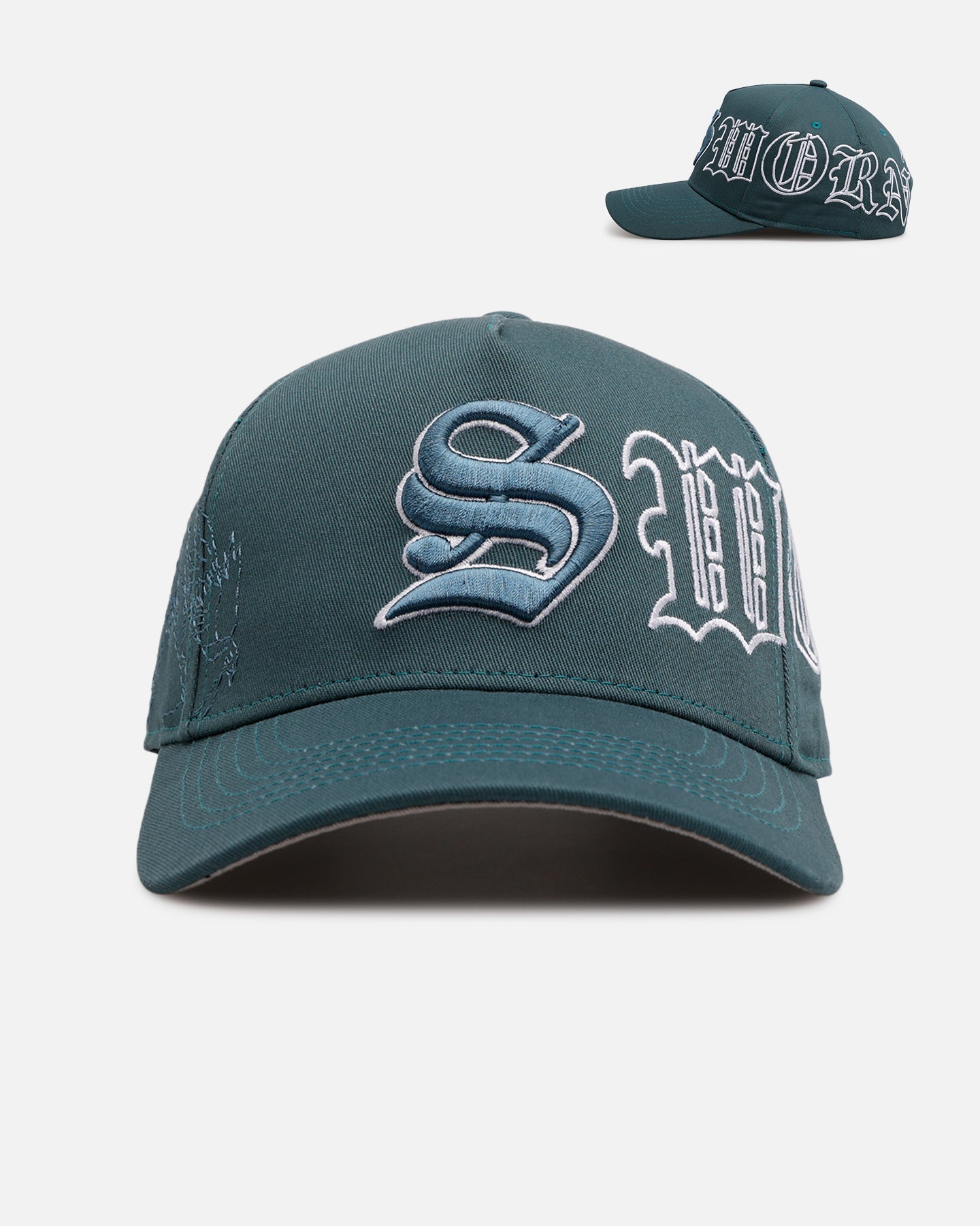 Sworn To Us Outlined Poetry Snapback Dark Teal、mySite、zt4zffjzw