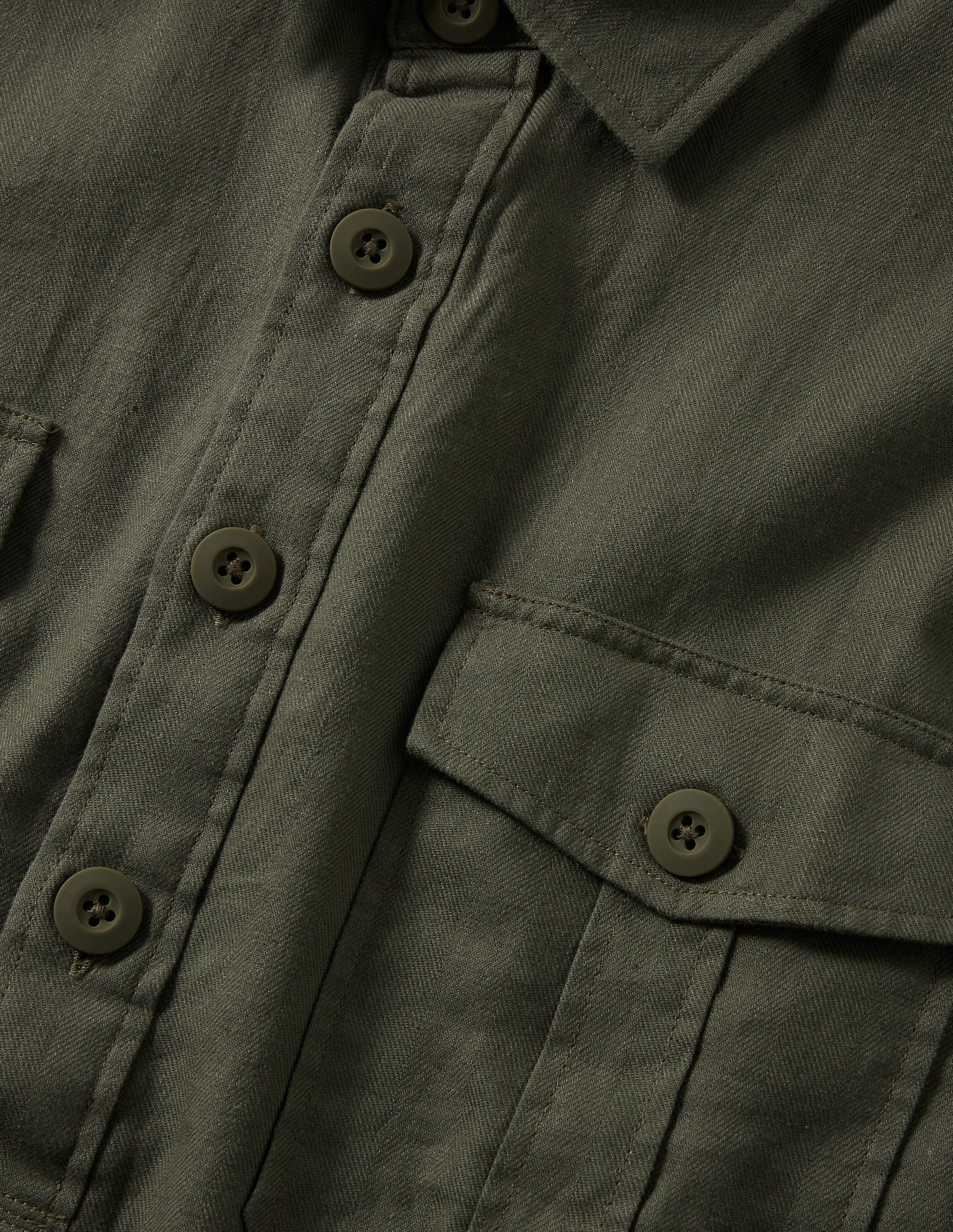  Linen Cotton Popover Shirt-Khaki Herringbone、mySite、ashleygrahame