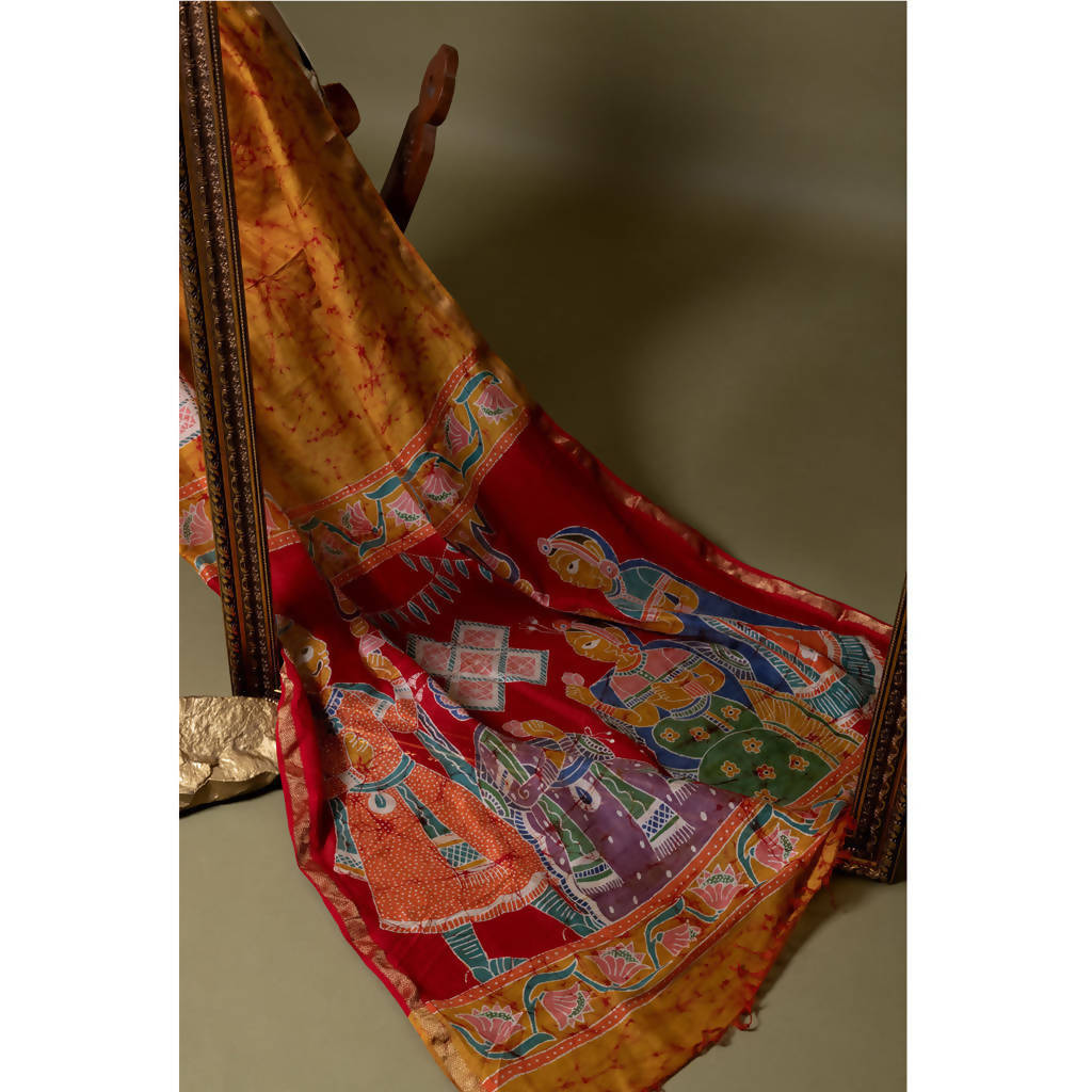 Maheshwari Silk Cotton Batik Saree | Yellow、mySite、camillekostekn
