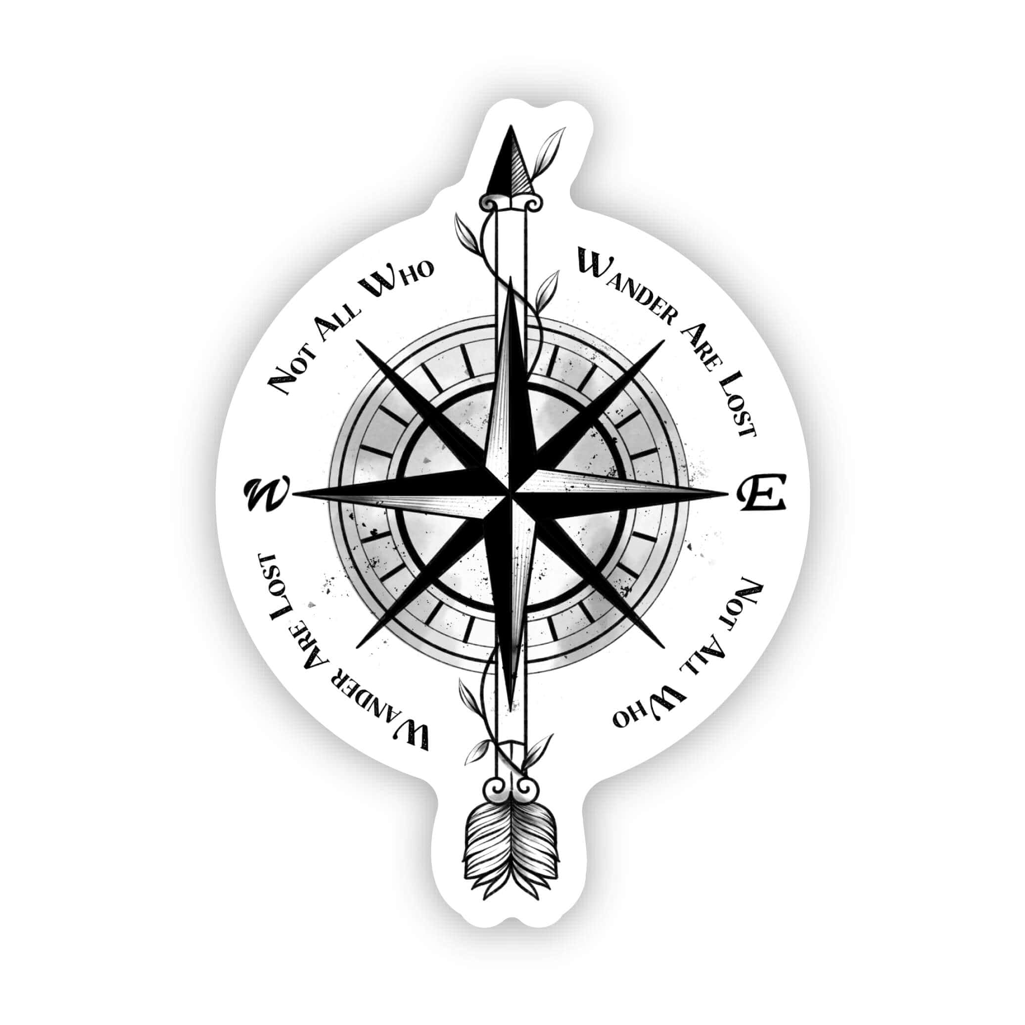  Not All Who Wander Are Lost Compass Sticker、mySite、elrpsem3k