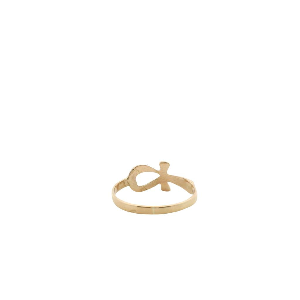  Estate 18K Yellow Gold Egyptian Ankh Ring