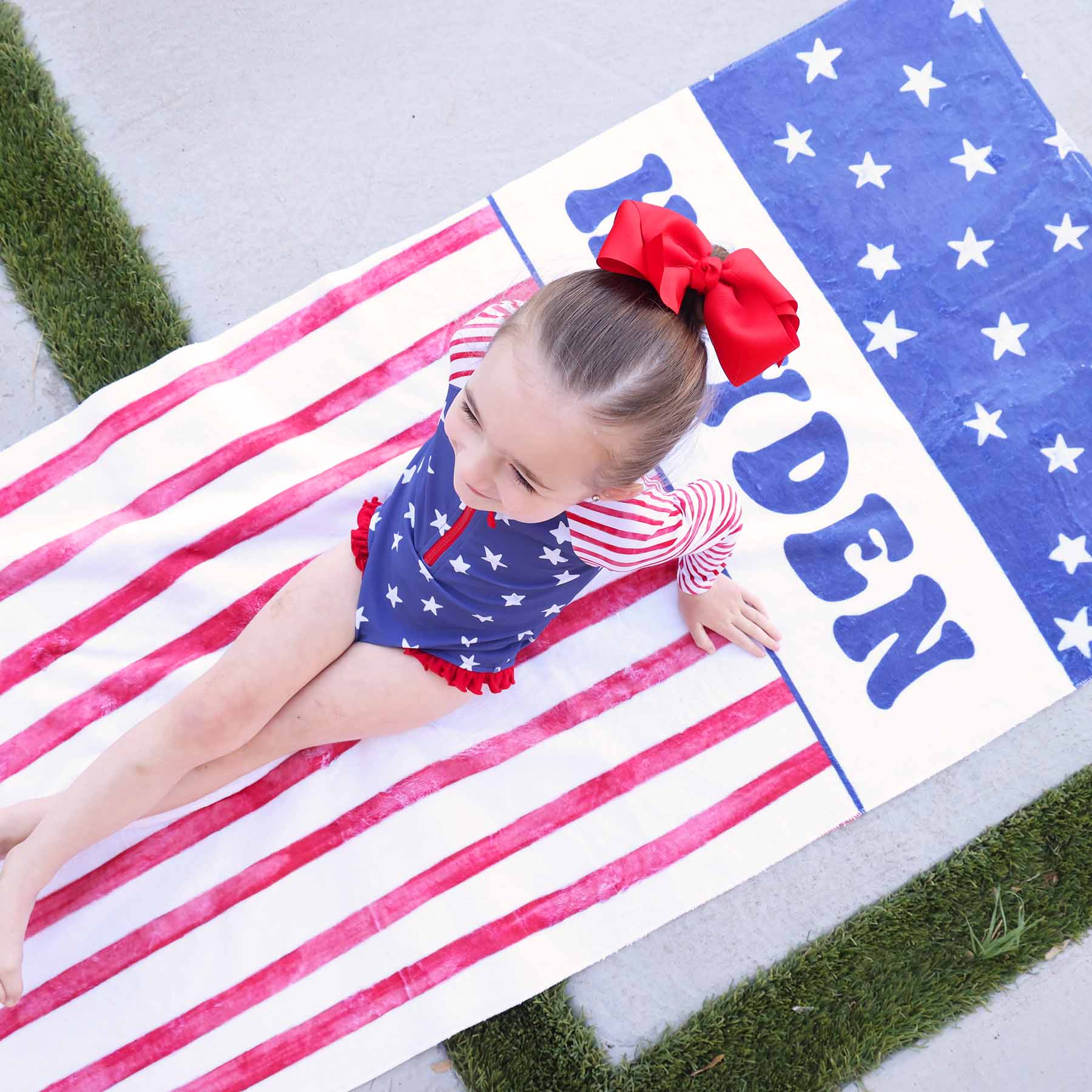  Star-Spangled Summer Personalized Kids Beach Towel、mySite、layawaytickets