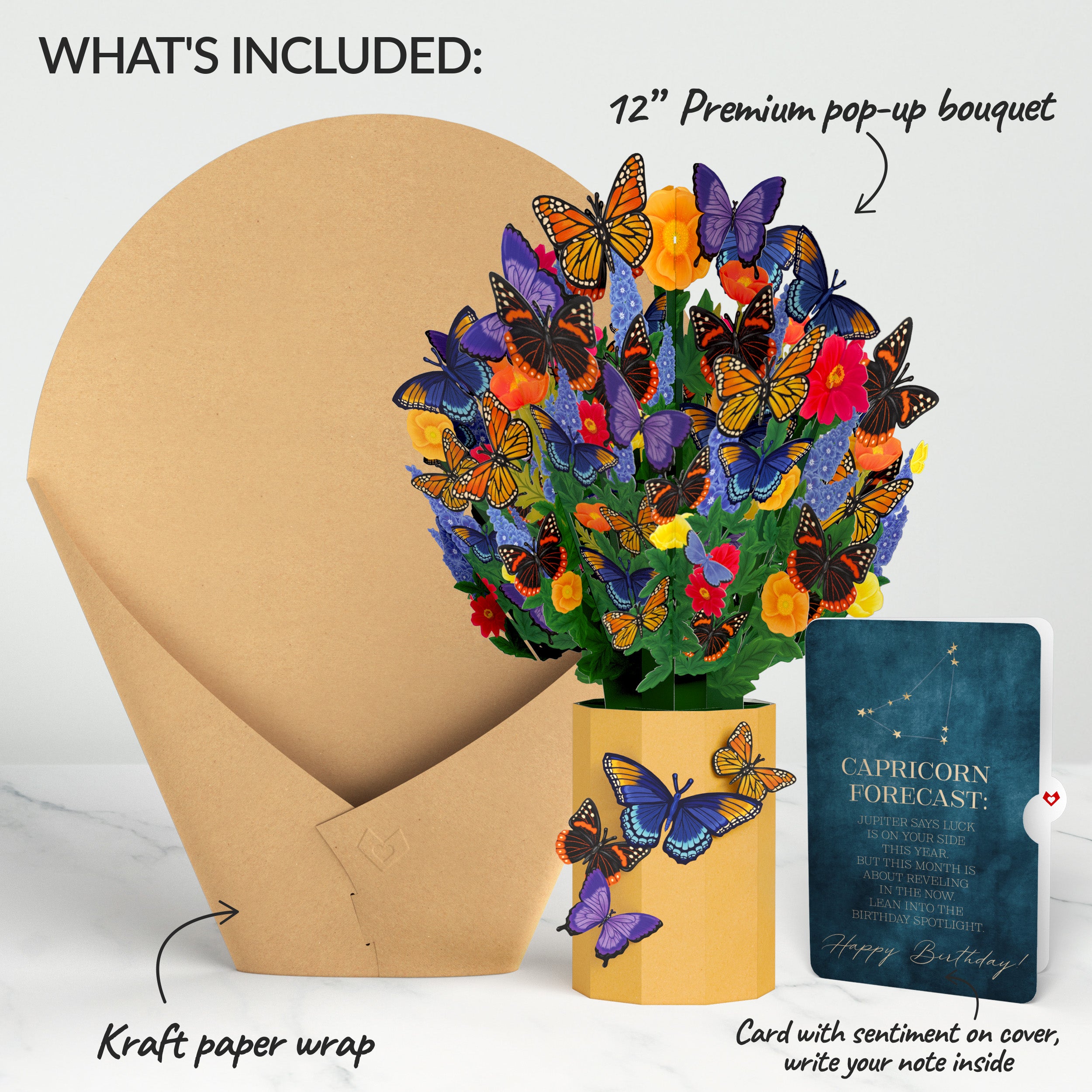 Brilliant Butterfly Birthday Bouquet and Capricorn Zodiac Sentiment Set、mySite、solidvoid