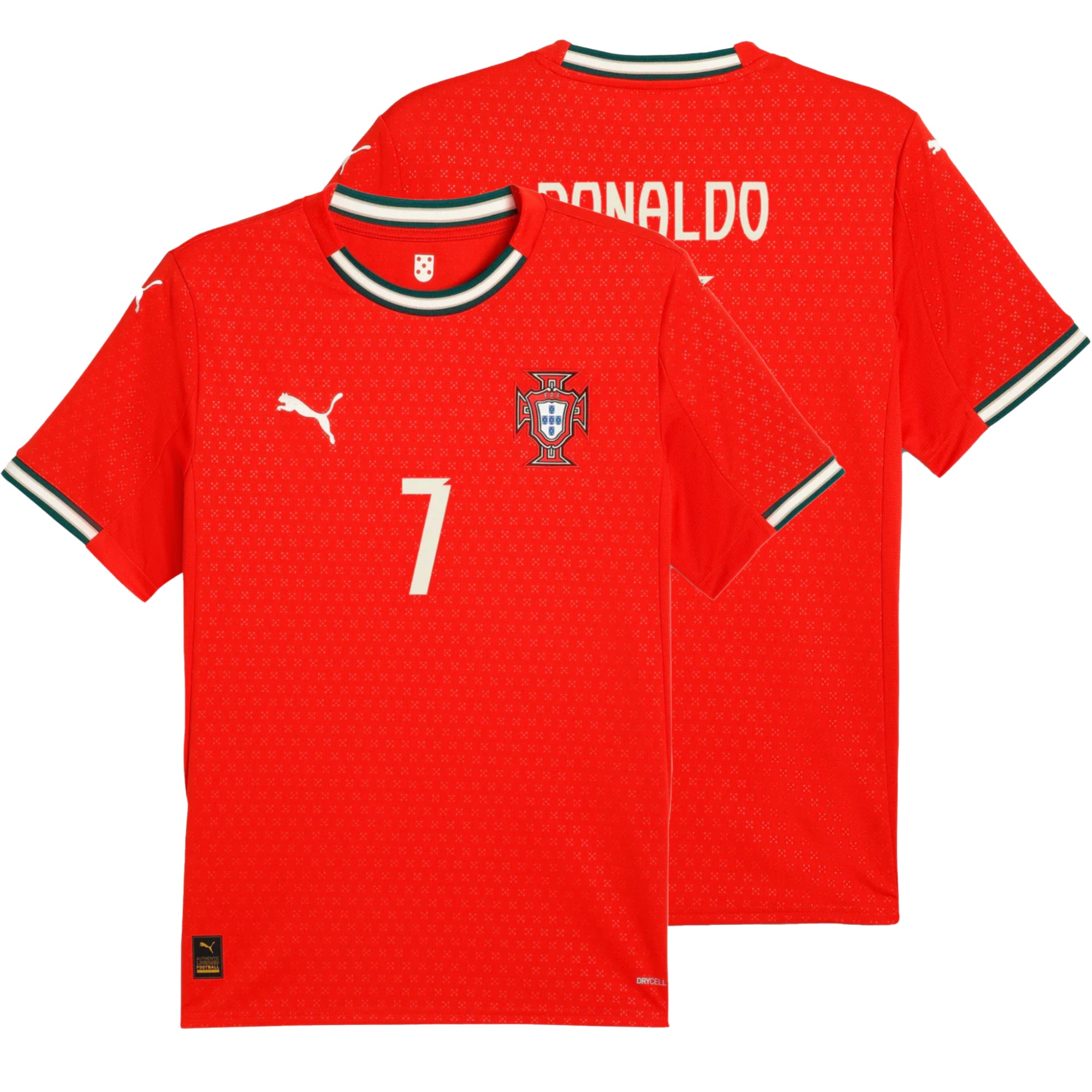 PUMA Men's Portugal 2025/26 Home Jersey w/ Ronaldo #7 Printing、mySite、noshort