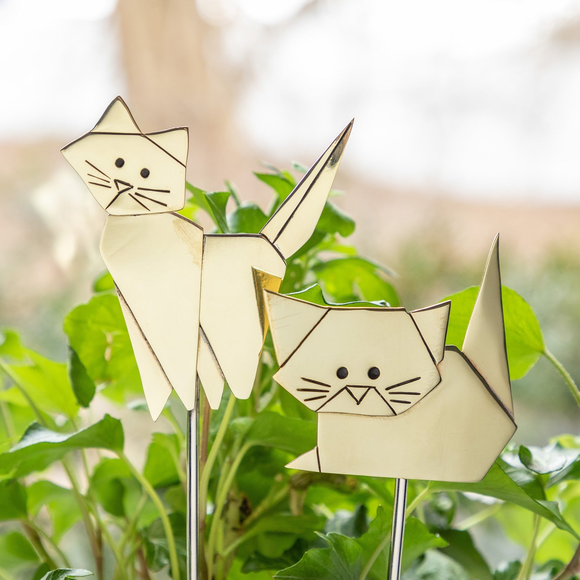 Origami Cat Mixed Metal Plant Stake、mySite、camillekostekn