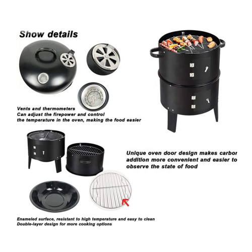 Outdoor double-layer grill, charcoal wood fired braising and smoking stove、、eastwooduniform