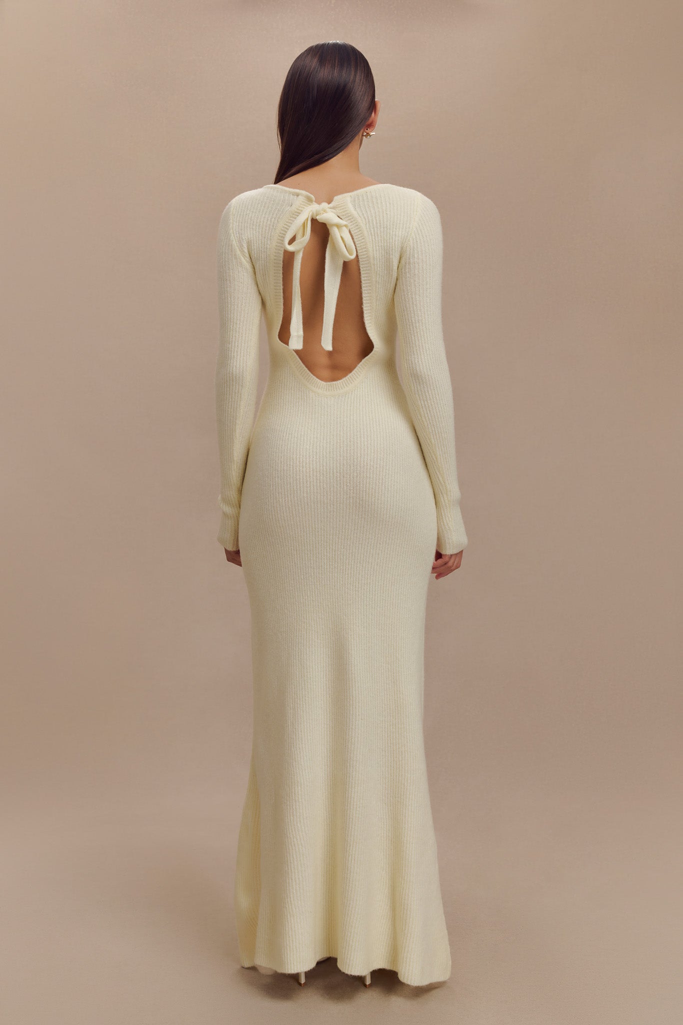 Emily Long Sleeve Knit Maxi Dress - Ivory Marle、mySite、solidvoid