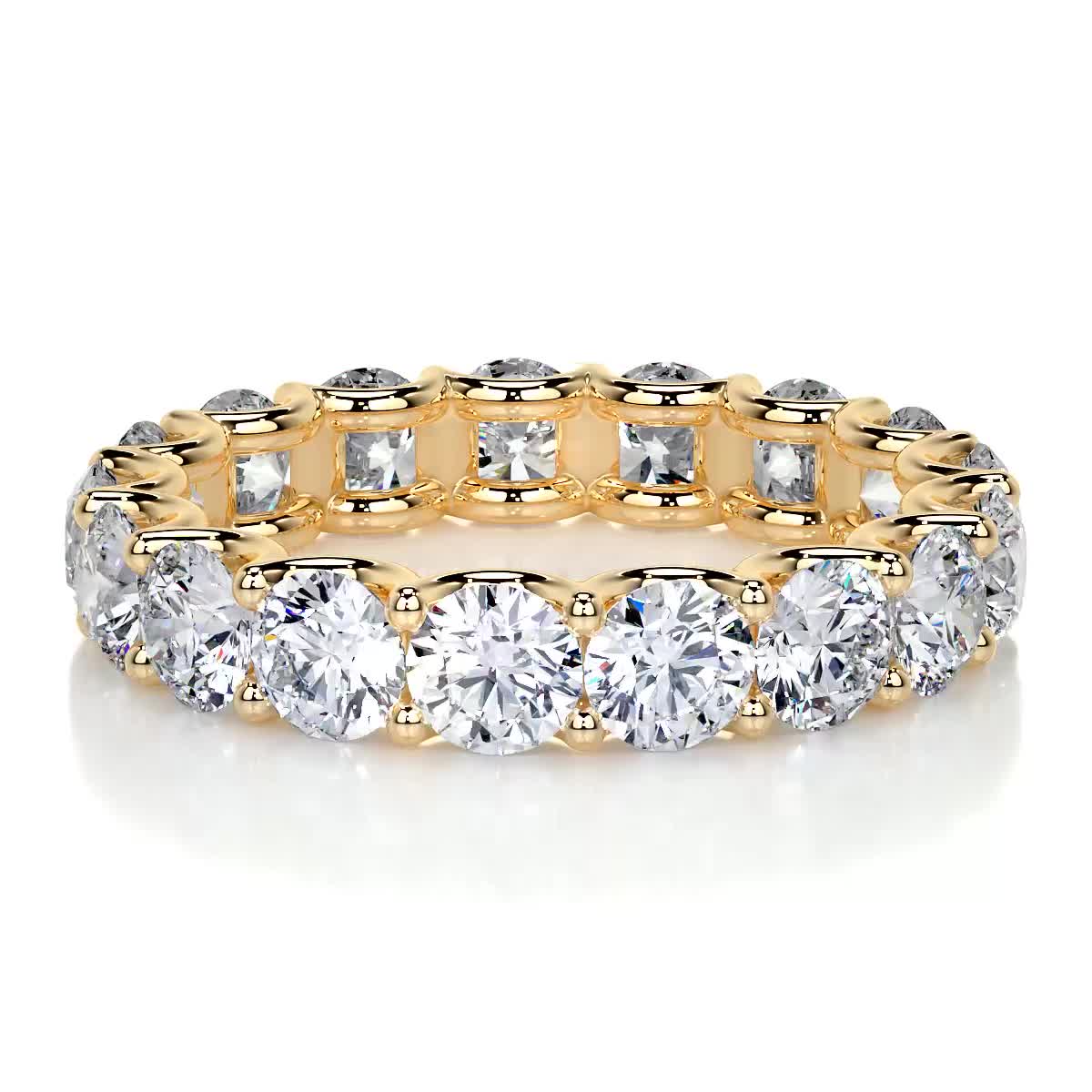 Trinity Moissanite Eternity Wedding Ring -18K Yellow Gold (RTS)、mySite、hinf8tx79