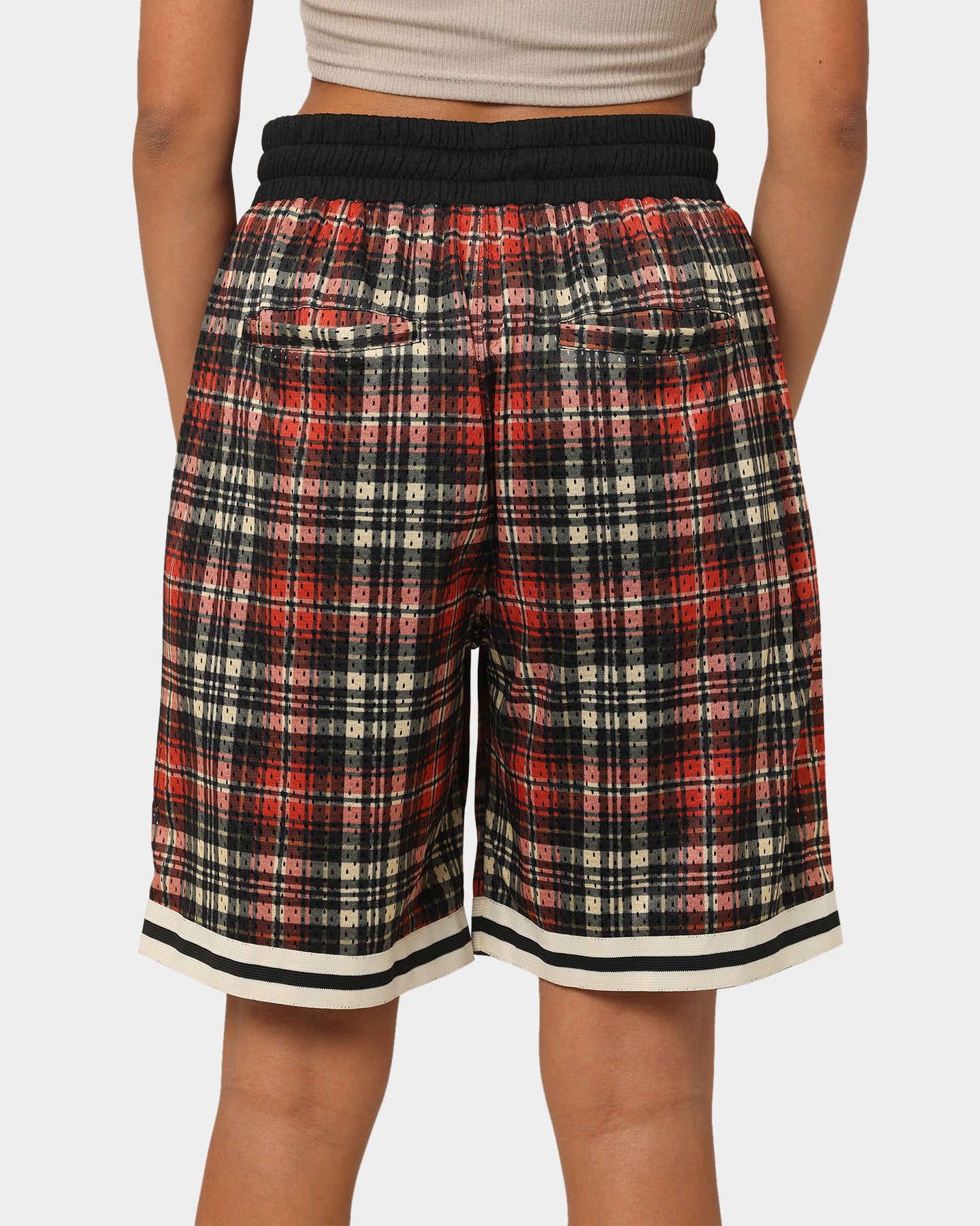 EN ES Team Basketball Shorts Red Plaid、mySite、zt4zffjzw