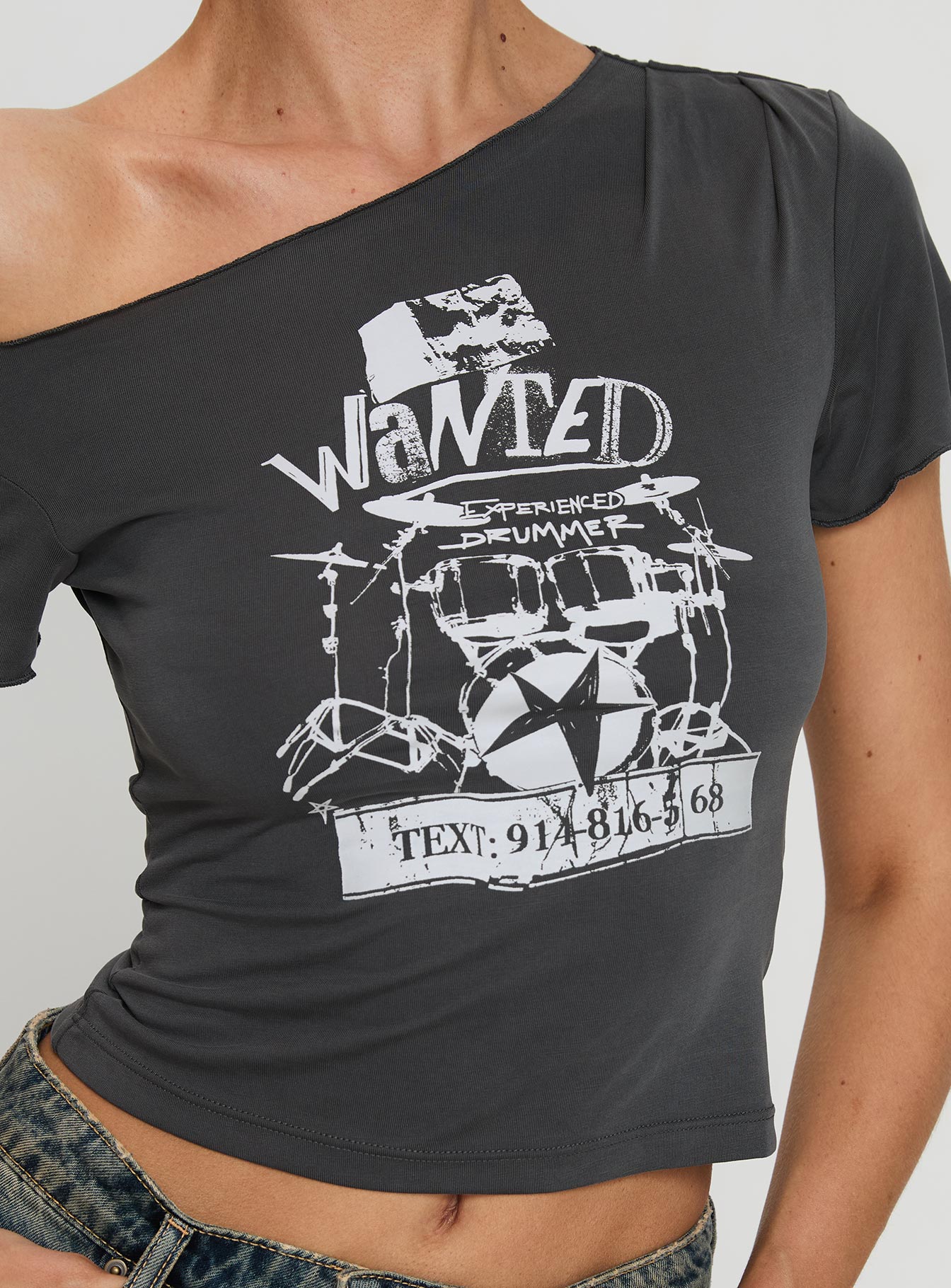 Star Wanted Asymmetrical Tee Grey、mySite、solidvoid