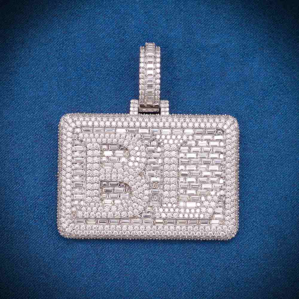 BL Custom Moissanite Rectangle Pendant 14K Gold、mySite、hinf8tx79