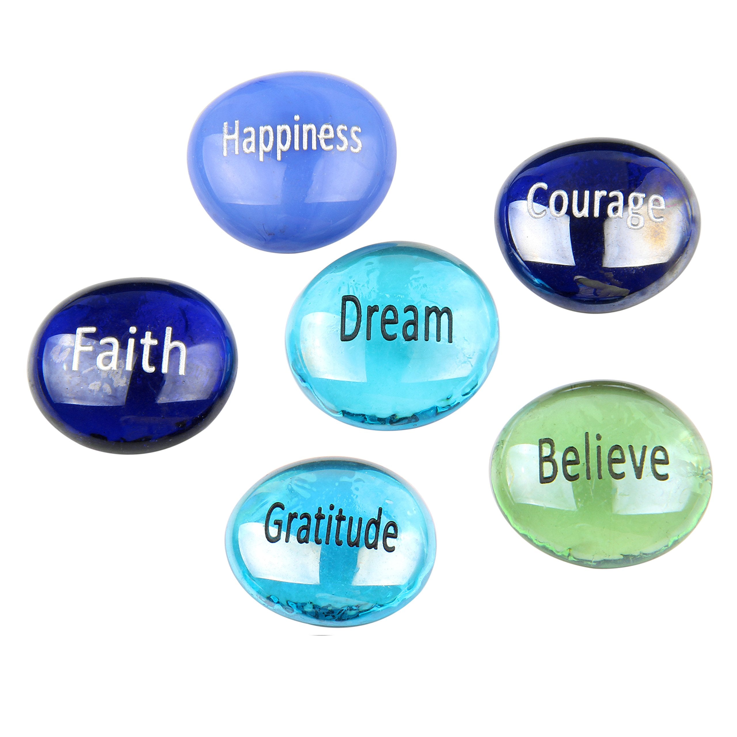Think Positive - Peace and Focus Engraved Glass Stones Set - Model II - by Holy Land Market、mySite、topwebapps