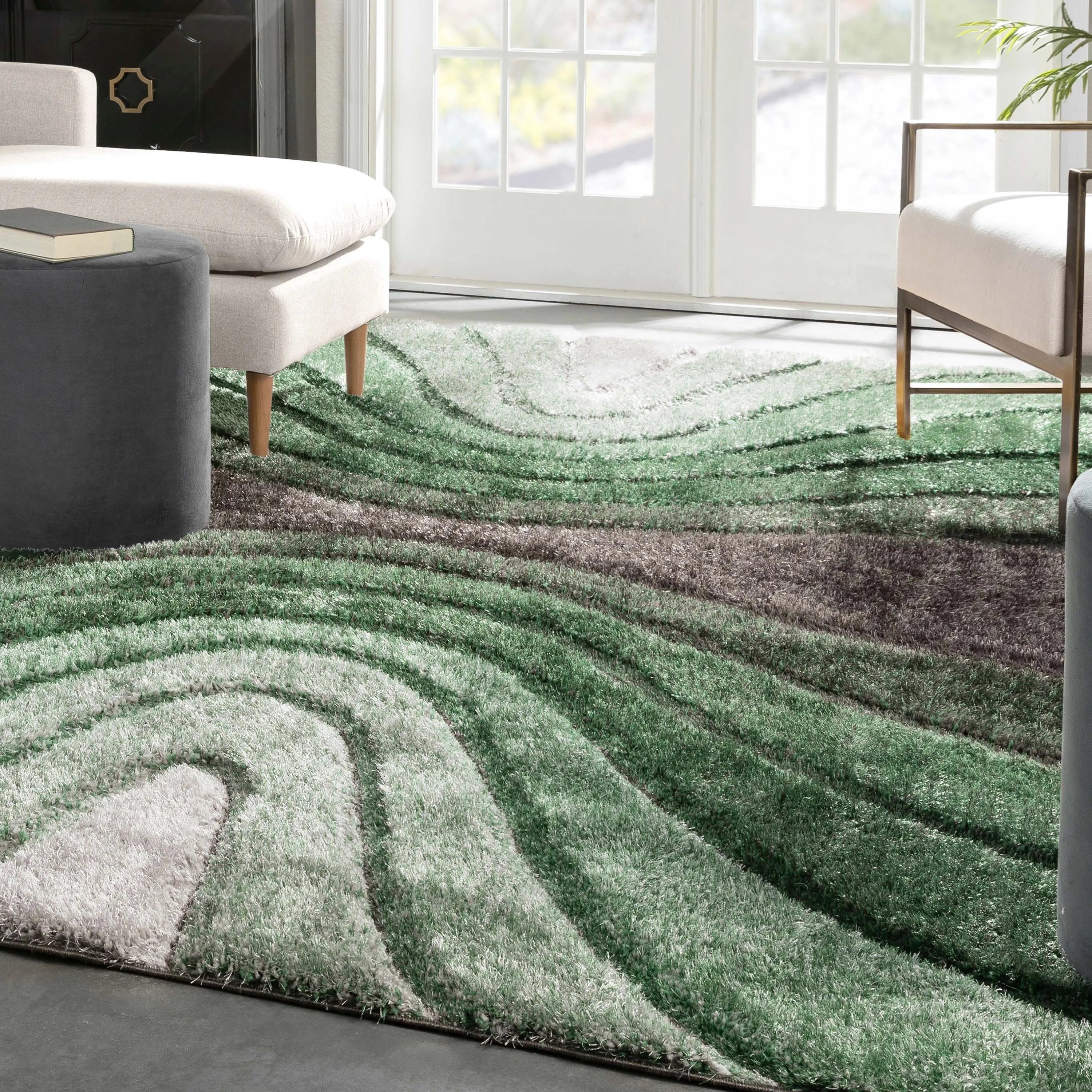 Luz Modern Geometric Green 3D Textured Thick & Soft Shag Rug、mySite、gigharbornorthrealestate