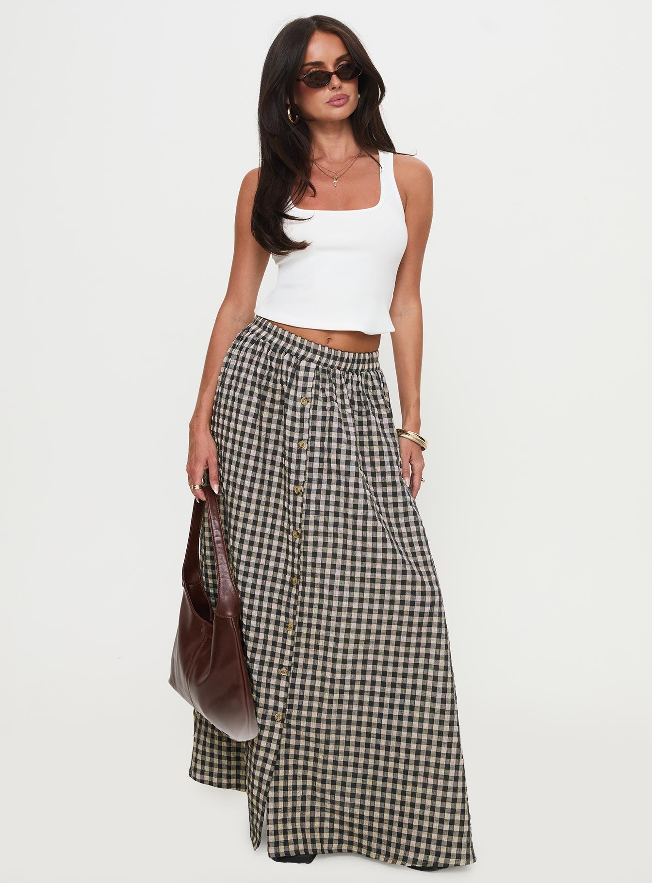 Cartmel Check Maxi Skirt Black / Cream、mySite、solidvoid
