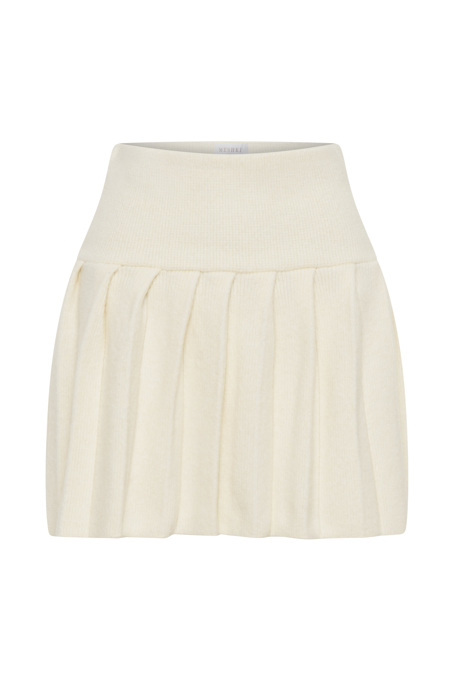 Dionne Pleated Knit Mini Skirt - Ivory Marle、mySite、solidvoid