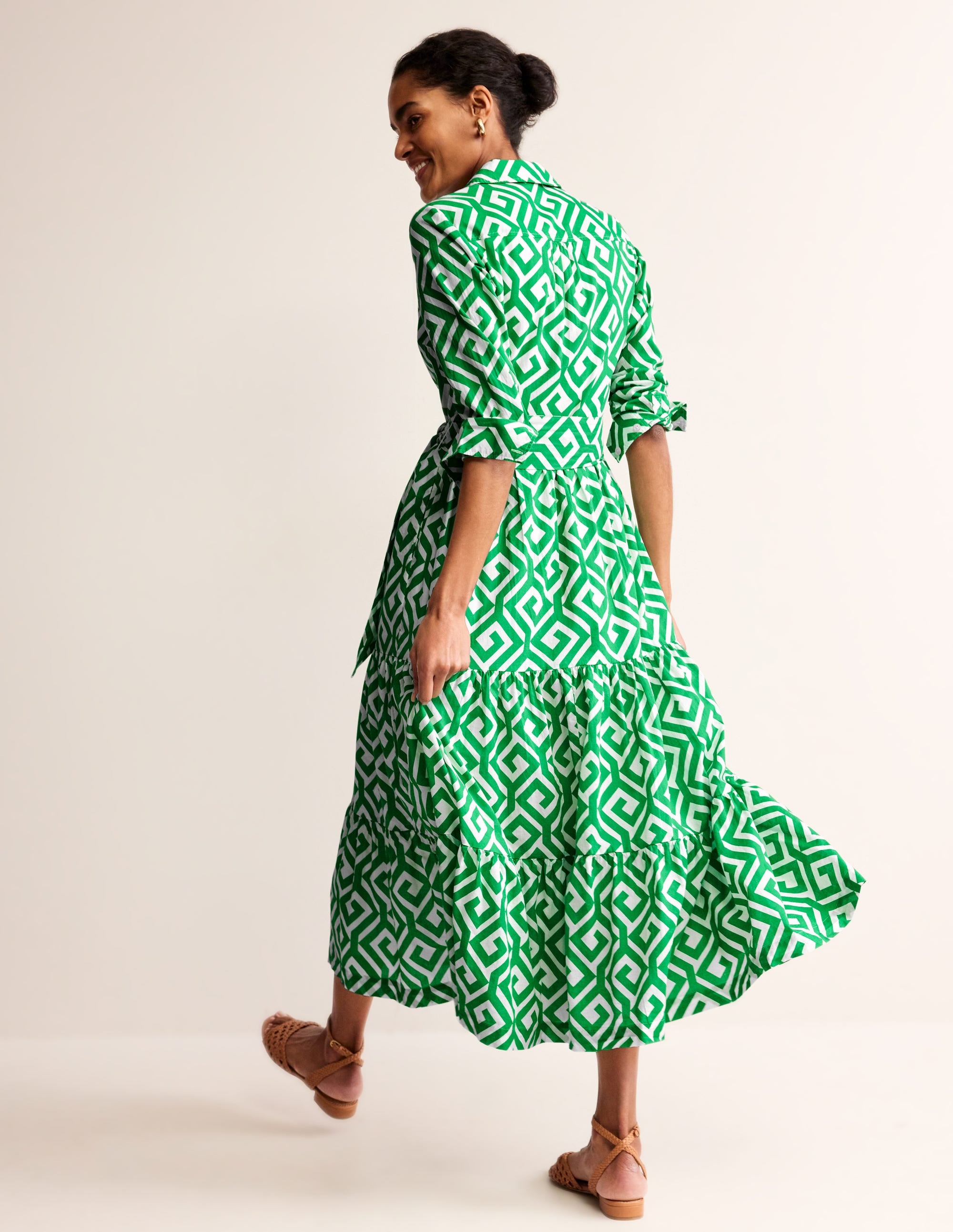  Flo Cotton Midi Shirt Dress-Green Tambourine, Maze、mySite、ashleygrahame
