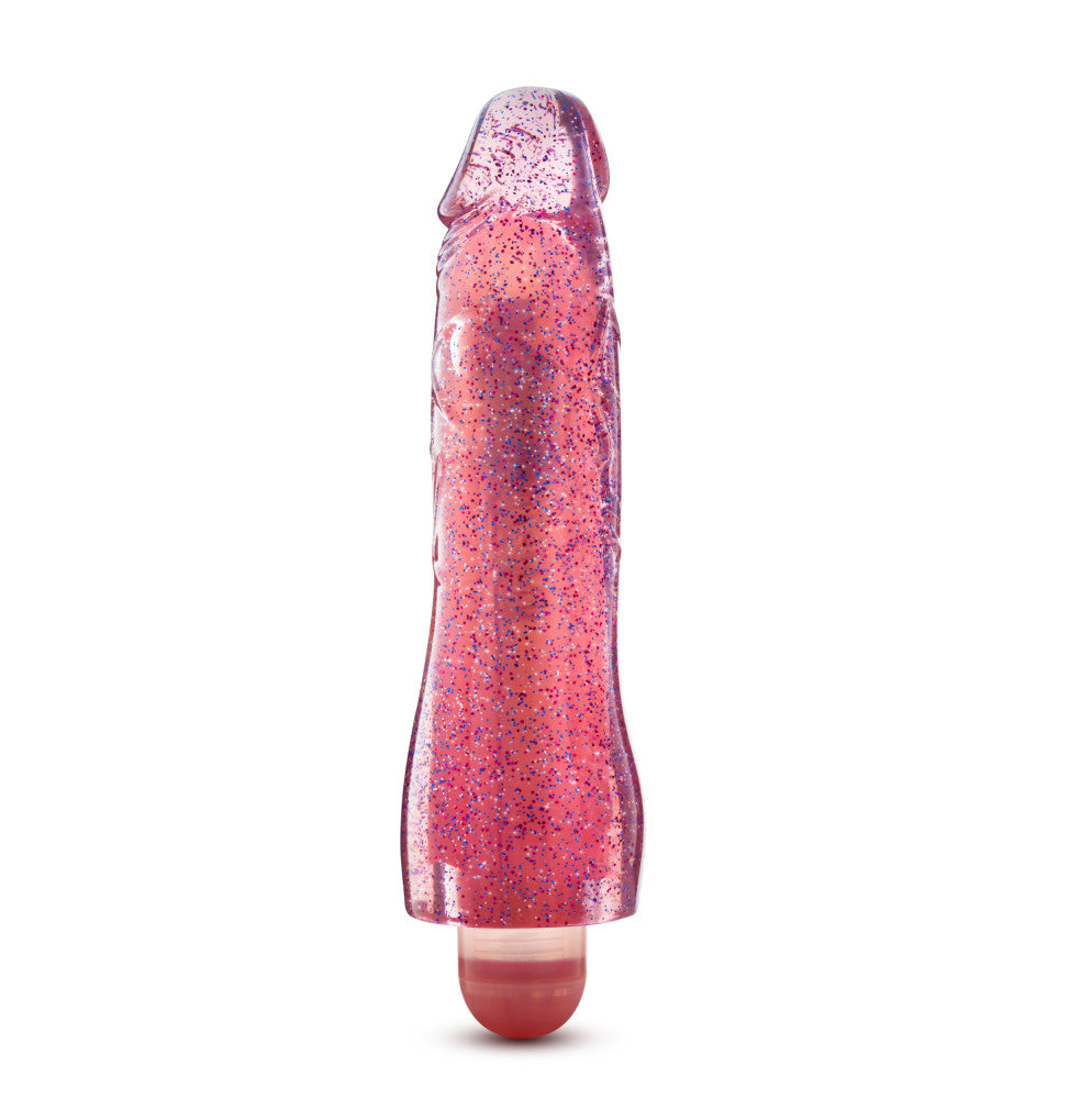 Glow Dicks By Blush® | Molly Glitter Realistic Pink 8-Inch Long Vibrating Dildo、mySite、bottomscart