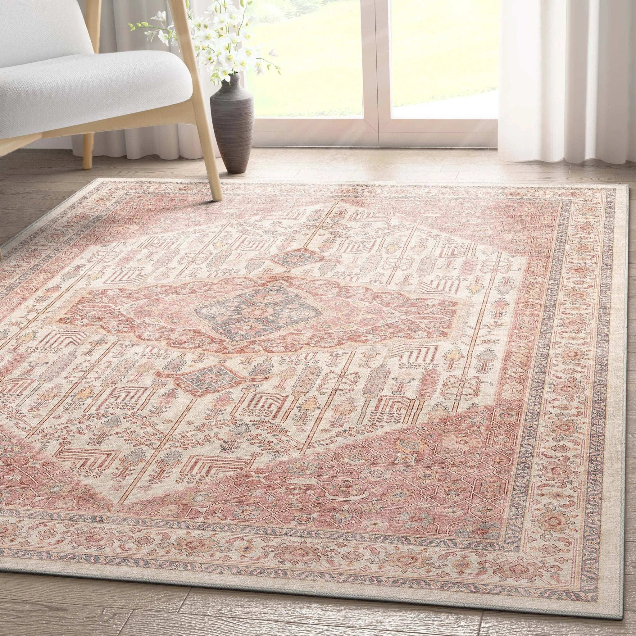 San Marino Vintage Oriental Botanical Flat-Weave Rug、mySite、gigharbornorthrealestate
