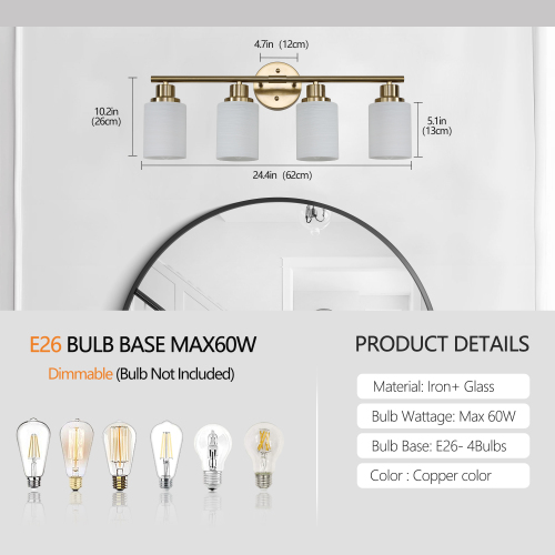 39" Modern 6-Light Vanity Bathroom Mirror Light, Frosted White Glass with Black Iron Frame, Contemporary Wall Sconce for Bedroom, Bathroom, and Dressing Room (No Bulbs)、、eastwooduniform