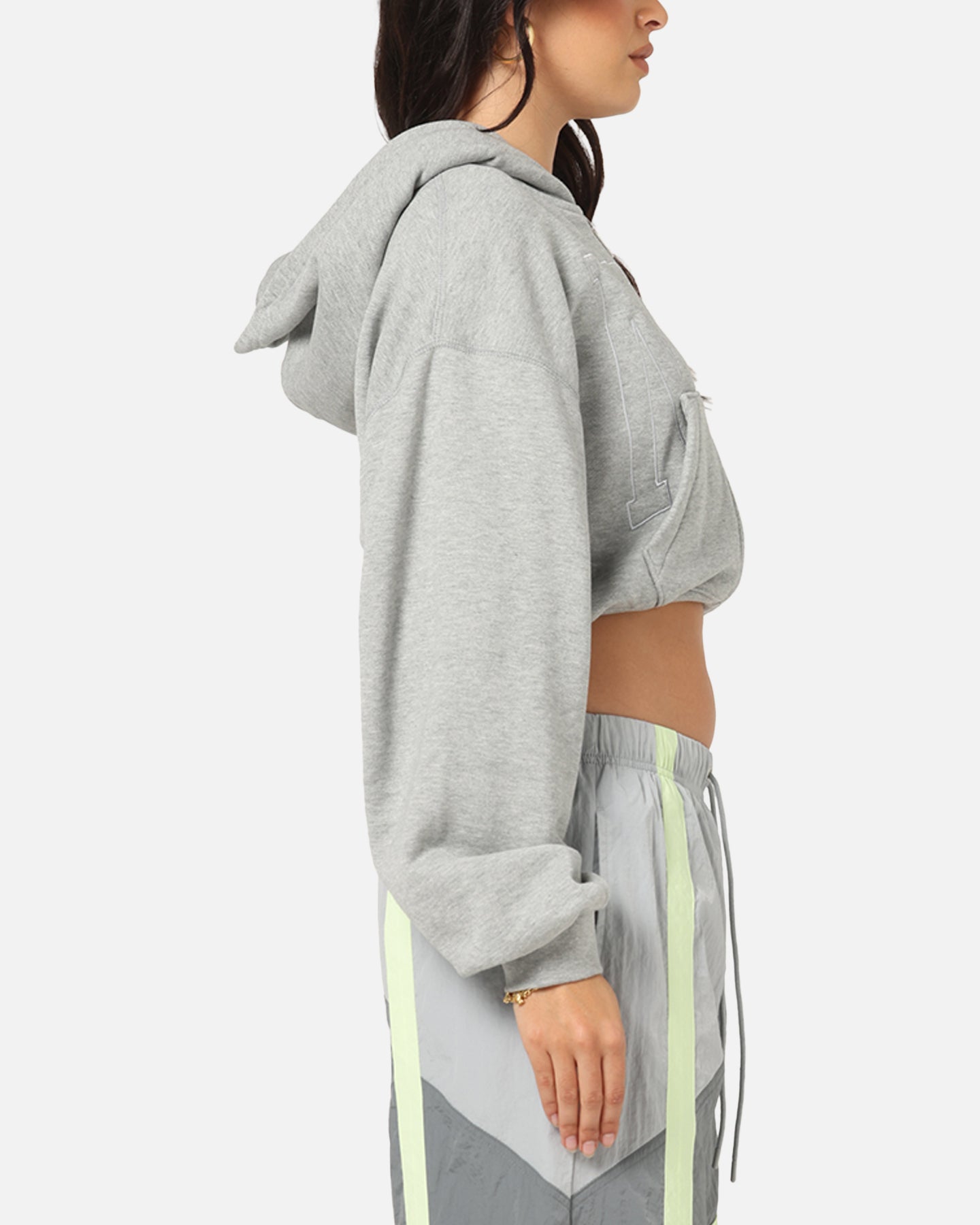 Nike Women's Sportswear Full-Zip Cropped French Terry Hoodie Grey、mySite、zt4zffjzw
