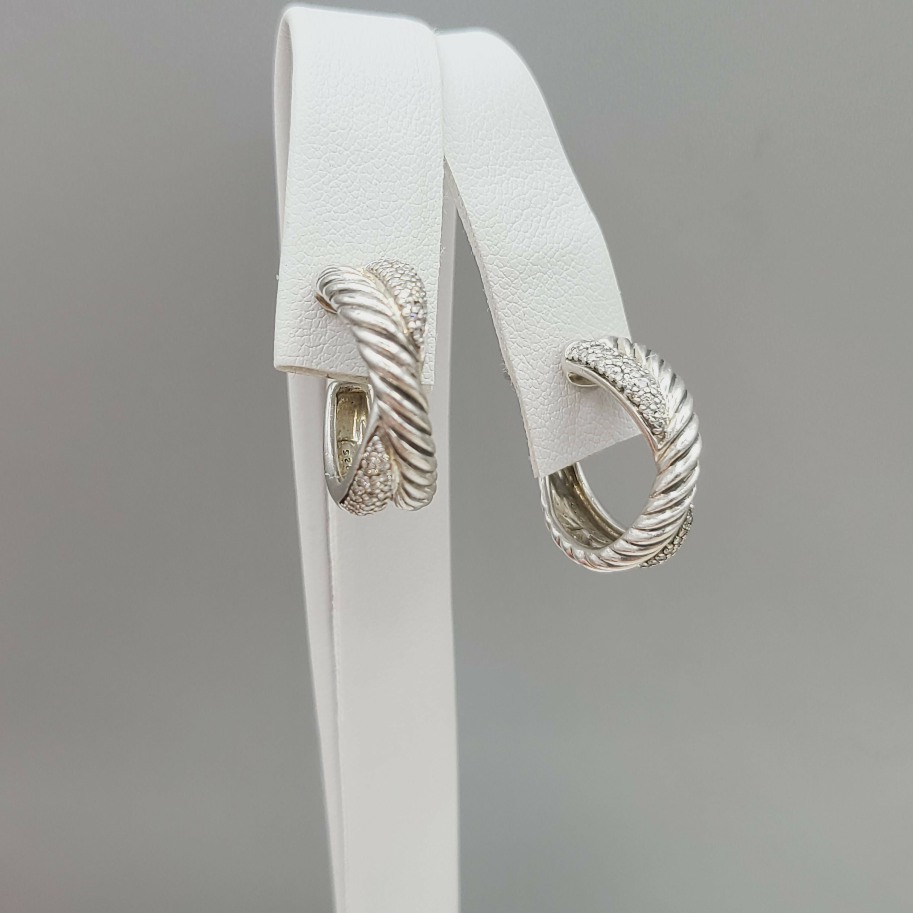 David Yurman Crossover Earrings Wide X Design with Diamonds、mySite、hinf8tx79