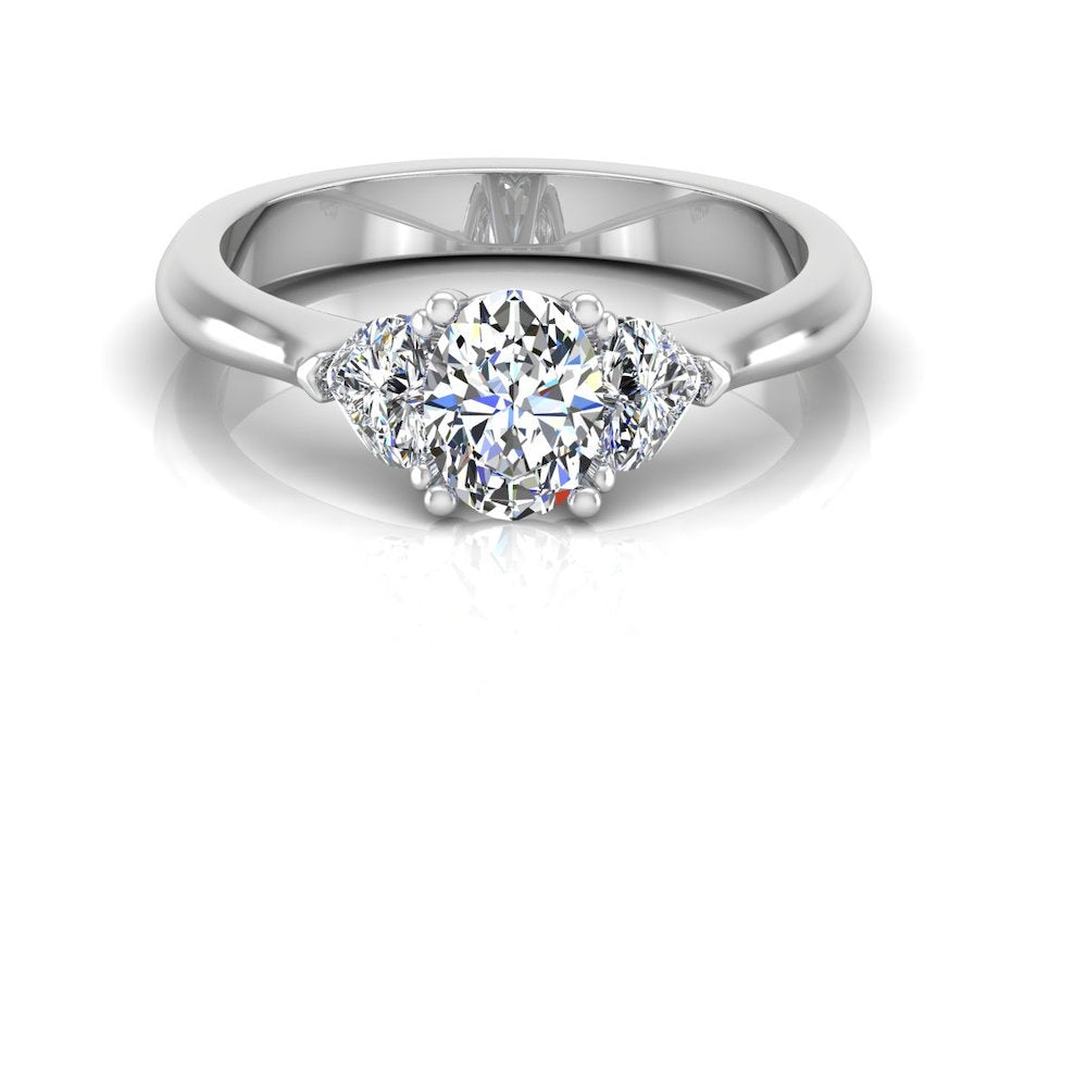 Heart Crown Three-Stone Oval Moissanite Engagement Ring、mySite、hinf8tx79