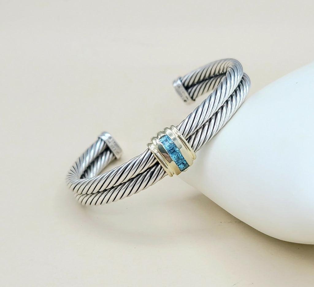 David Yurman Double Cable Renaissance Bracelet Blue Topaz、mySite、hinf8tx79