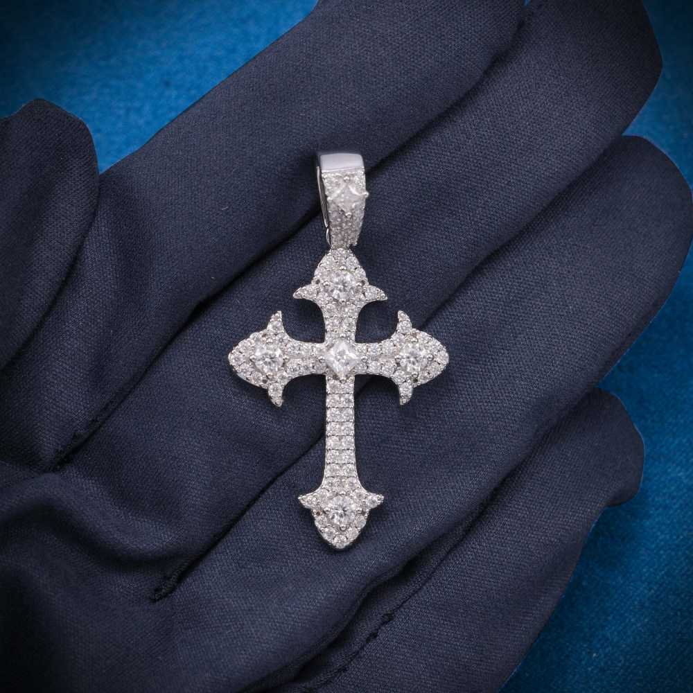 Moissanite Fleur Cross Pendant 14K Gold、mySite、hinf8tx79