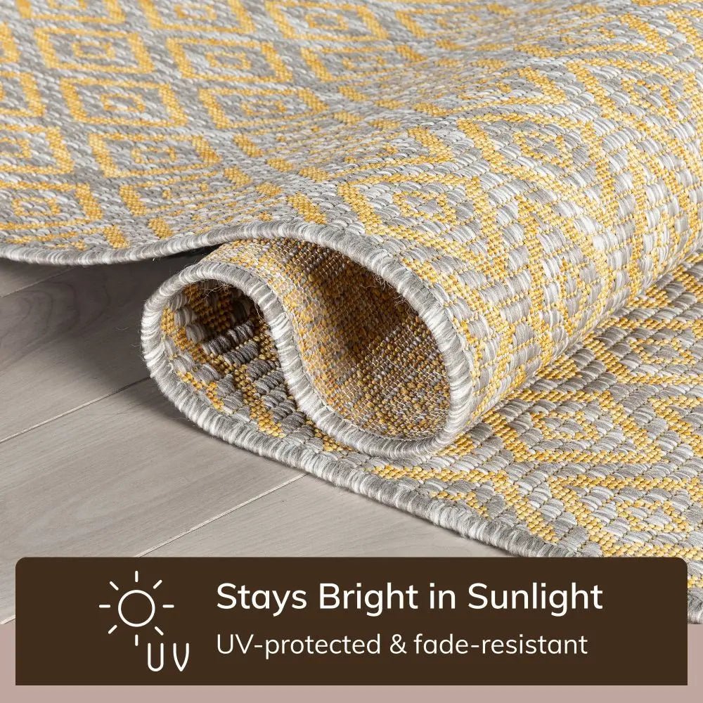 Sienna Modern Solid Pattern Yellow 5'3 x 7'3 Flat-Weave Indoor/Outdoor Rug、mySite、gigharbornorthrealestate