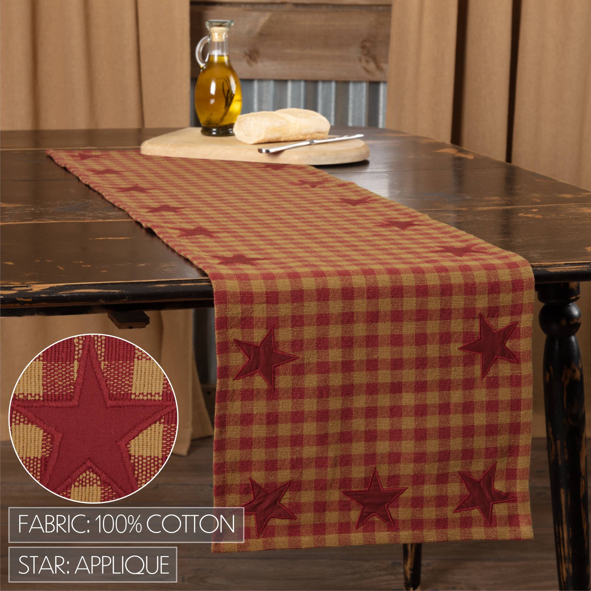 VHC Brands - Burgundy Star Runner Woven 13x48、mySite、g9winljtr