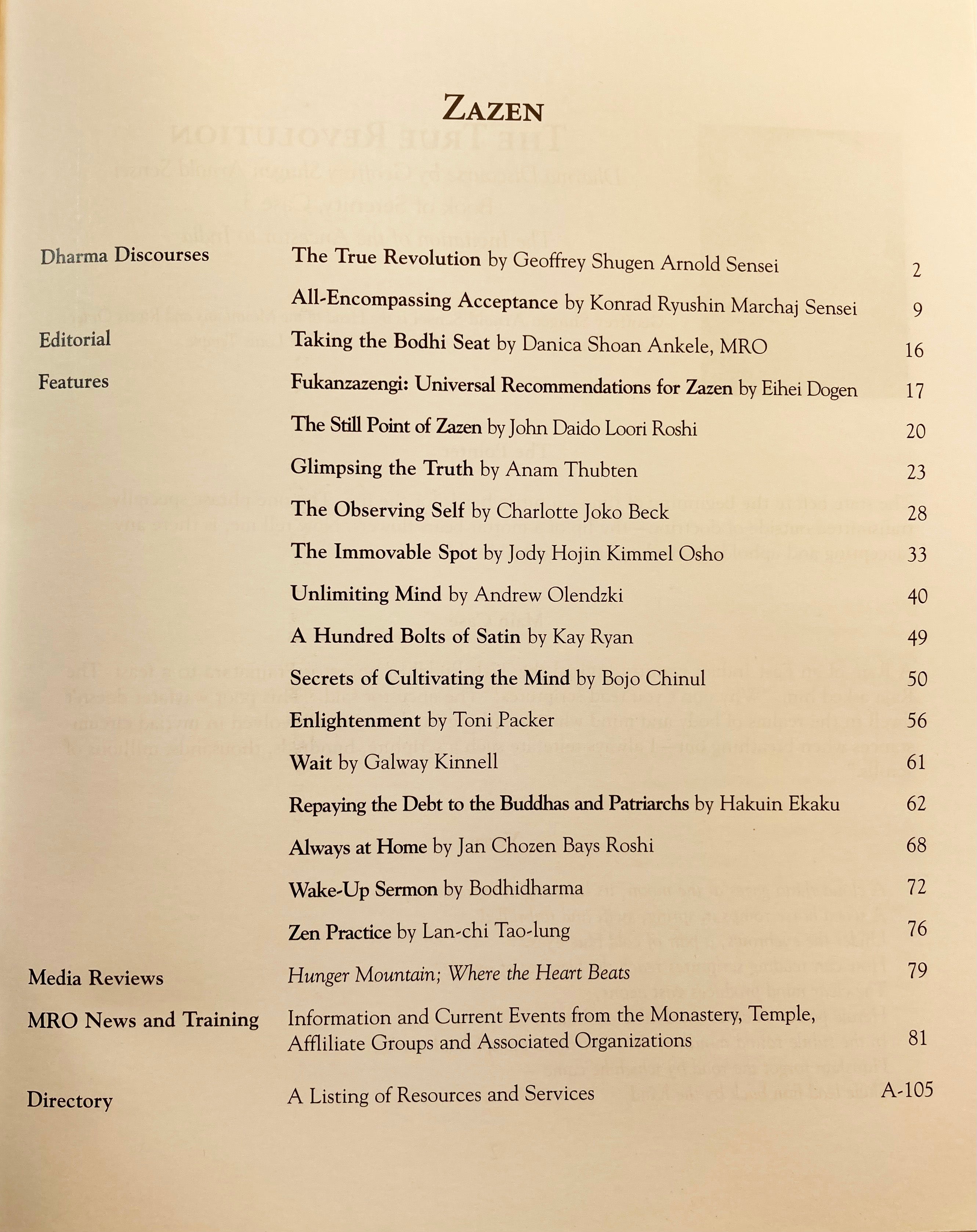 Zazen - Mountain Record, Vol. 31.3, Spring 2013、mySite、topwebapps