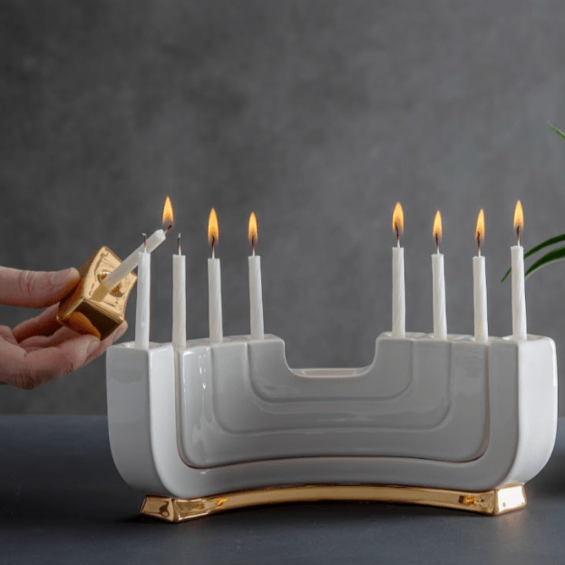 Menokiah Lux Menorah/Shabbat Candlesticks by Mi Polin - Gold、mySite、topwebapps