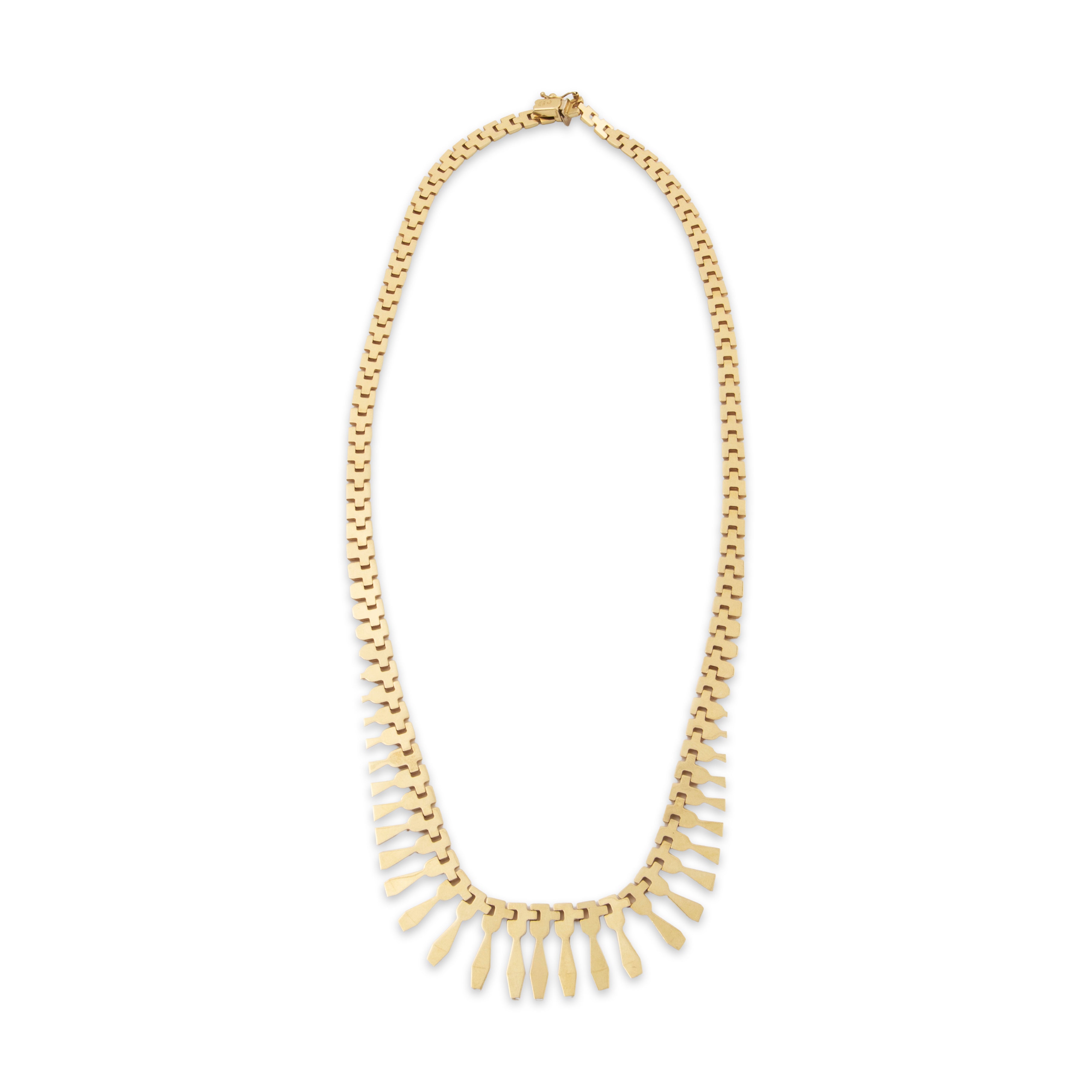 Vintage Italian 14k Yellow Gold Exotic Fringe Cleopatra Necklace 17、mySite、hinf8tx79