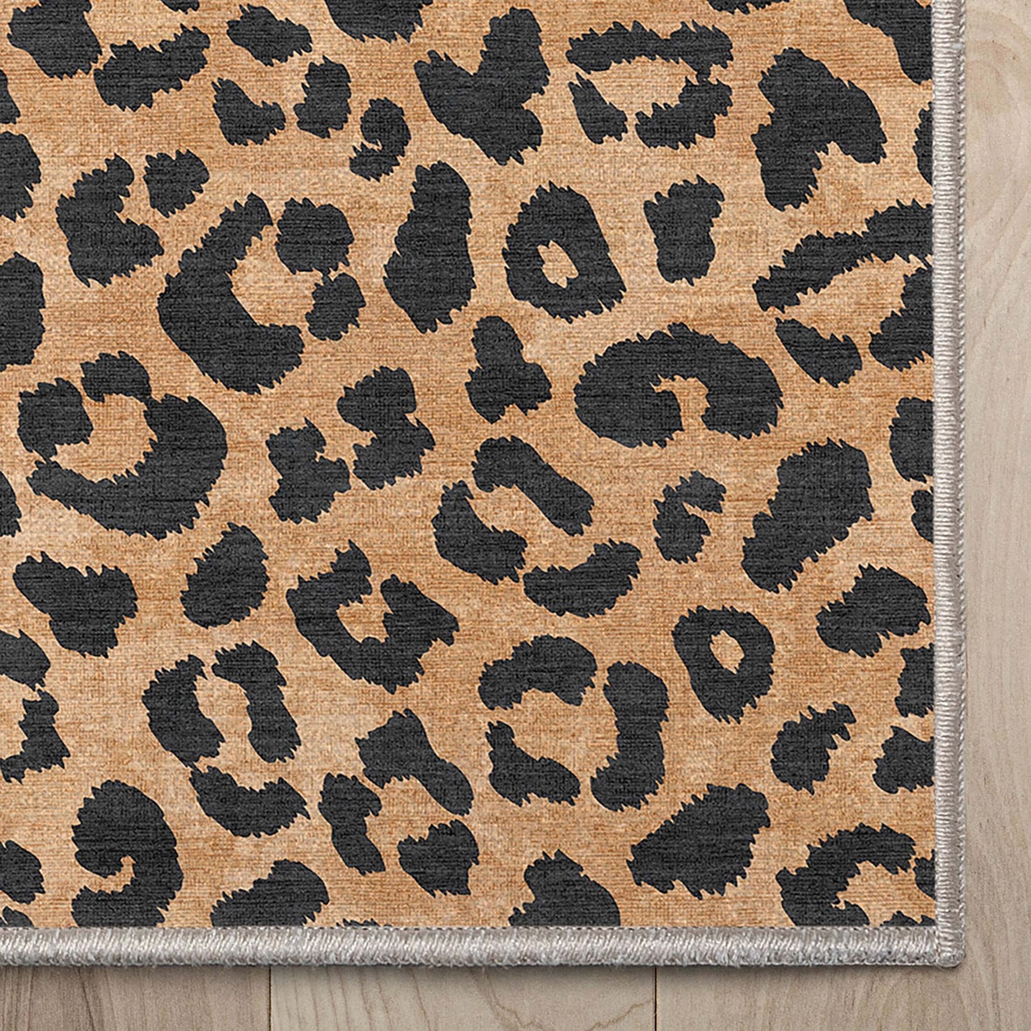 Animal Print Leopard Pattern Brown Flat-Weave Rug、mySite、gigharbornorthrealestate