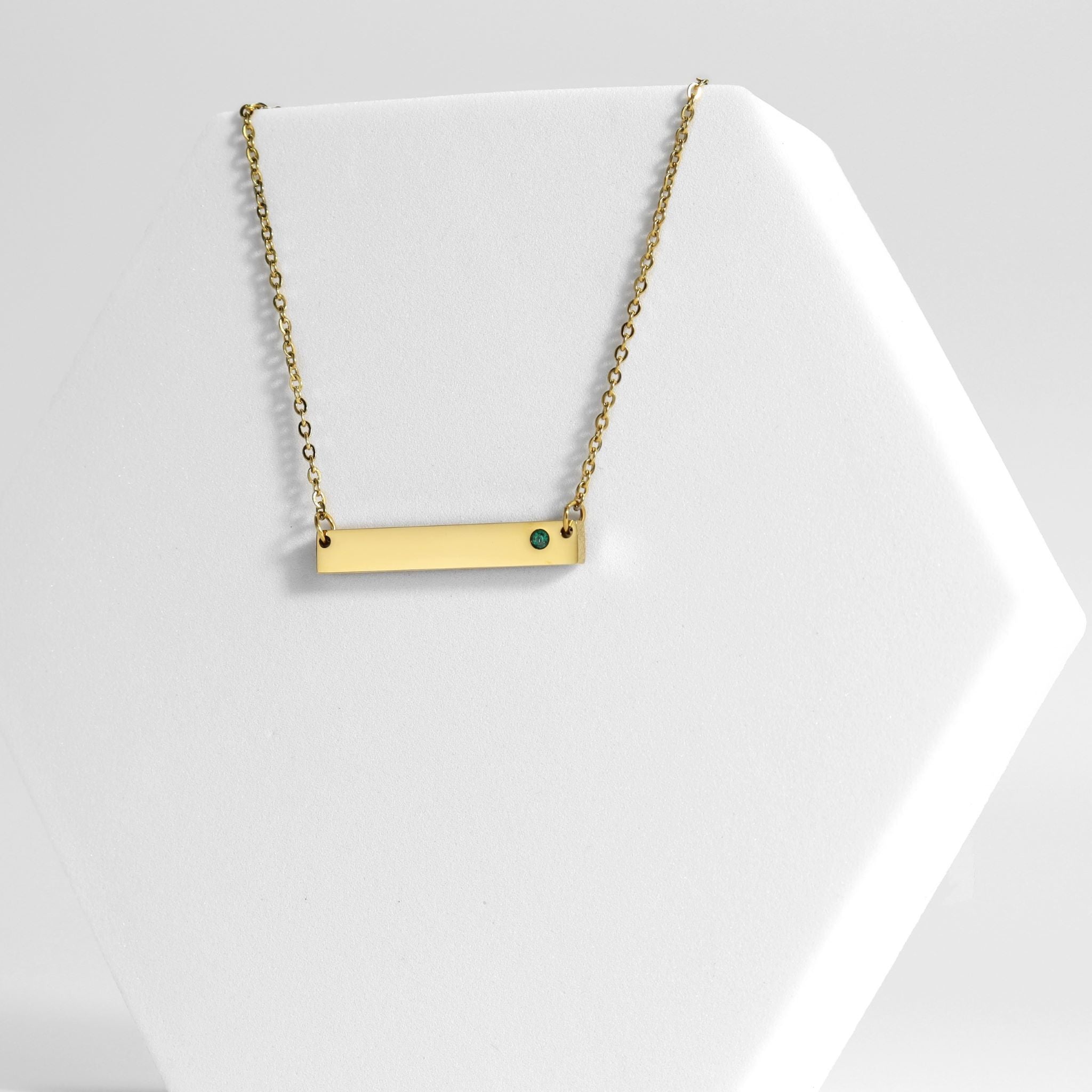 18K Gold PVD Stainless Steel Bar Birthstone Necklace / SBB0319、mySite、dreamappss