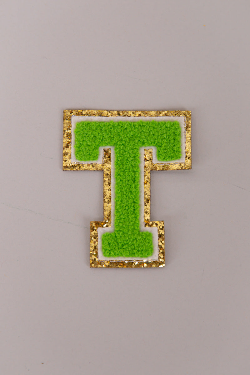 Chenille Adhesive Patch Letters - Green 5.5cm、mySite、hinf8tx79