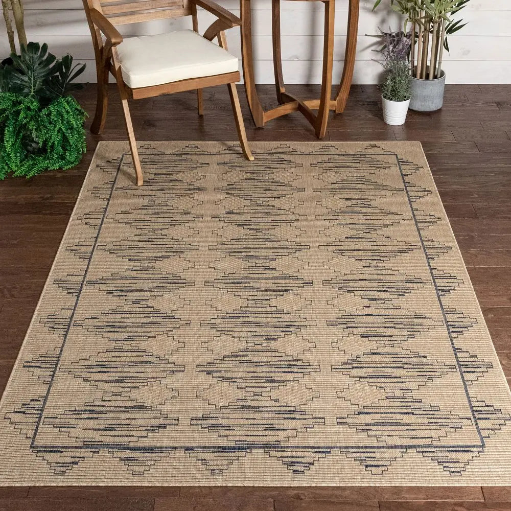 Vidar Trellis Diamond Pattern Indoor Outdoor Blue Beige Flatweave Rug、mySite、gigharbornorthrealestate