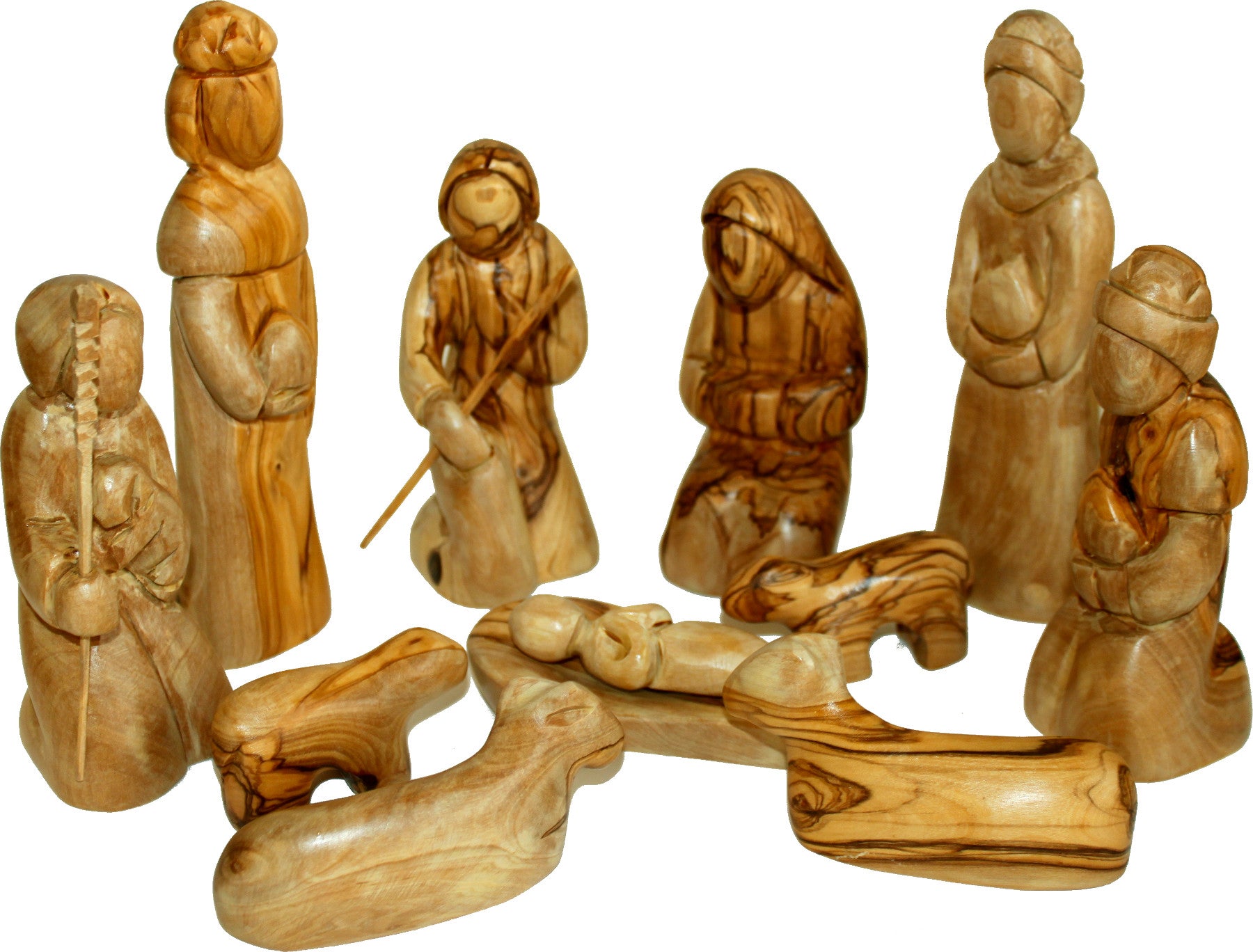 Holy Land Market Blind or Modern Faceless Intricate Design Olive Wood Nativity Set from Bethlehem、mySite、topwebapps