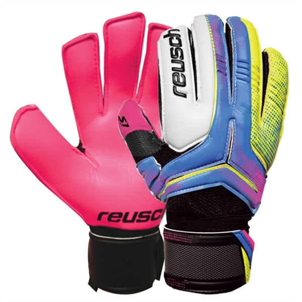 Reusch Mens' Goalkeeper Ceptor Prime S1 Finger Support Gloves Ocean Blue/Safety Yellow/Diva Pink、mySite、noshort