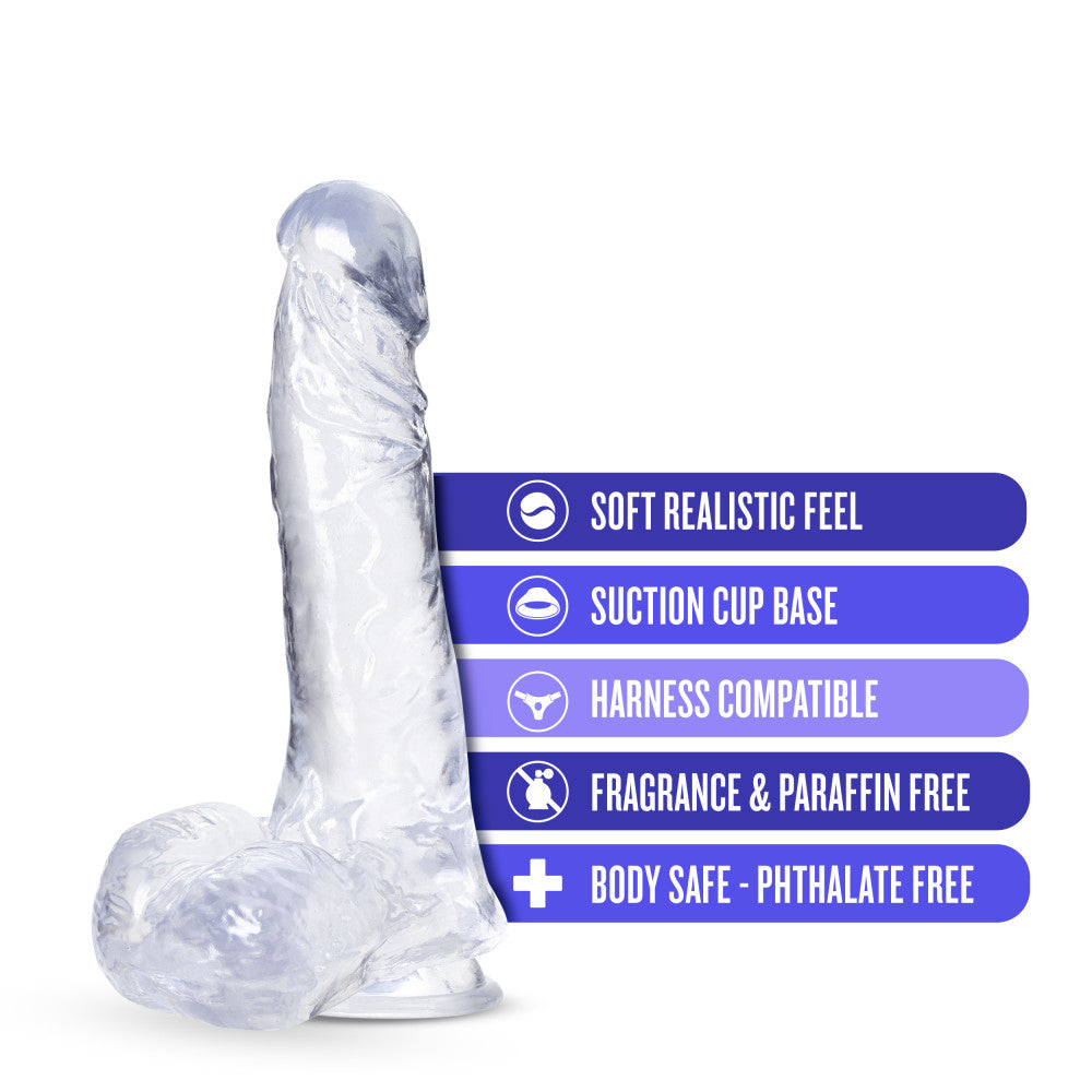 B Yours Plus By Blush® | Ram N’ Jam Realistic Clear 8-Inch Long Dildo With Balls & Suction Cup Base、mySite、bottomscart