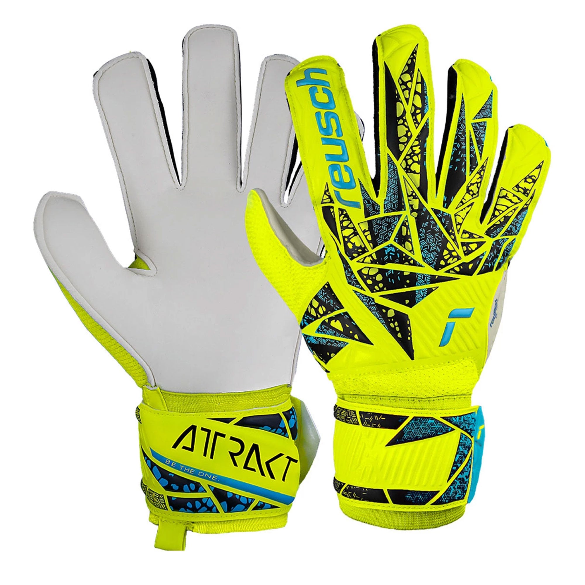 Reusch Kids Attrakt Solid Goalkeeper Gloves Safety Yellow/Future Blue、mySite、noshort