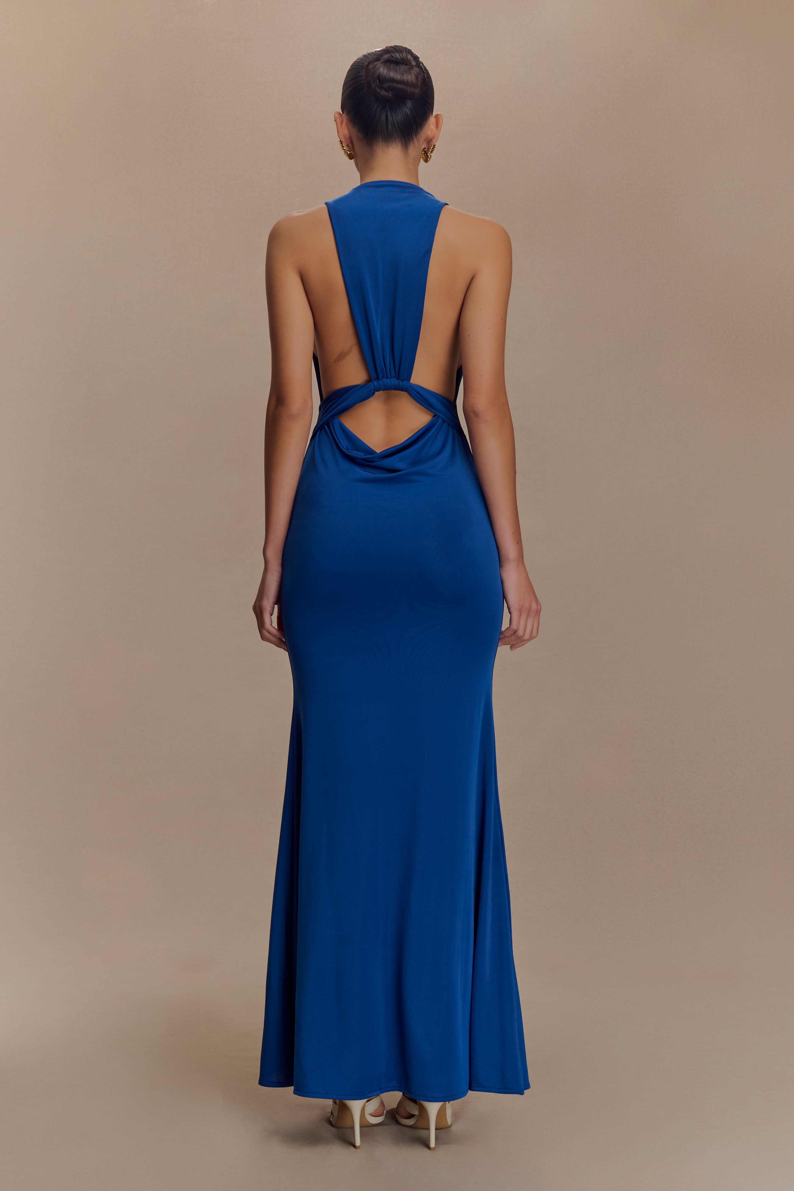 Elke Slinky V Neck Maxi Dress - Cobalt、mySite、solidvoid