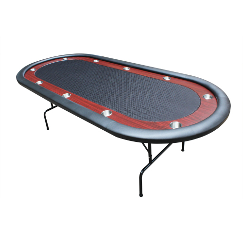 96" Light Series Foldable Poker Table with Wooden Racetrack Felt Stainless Legs Cup Holders Black、、casual