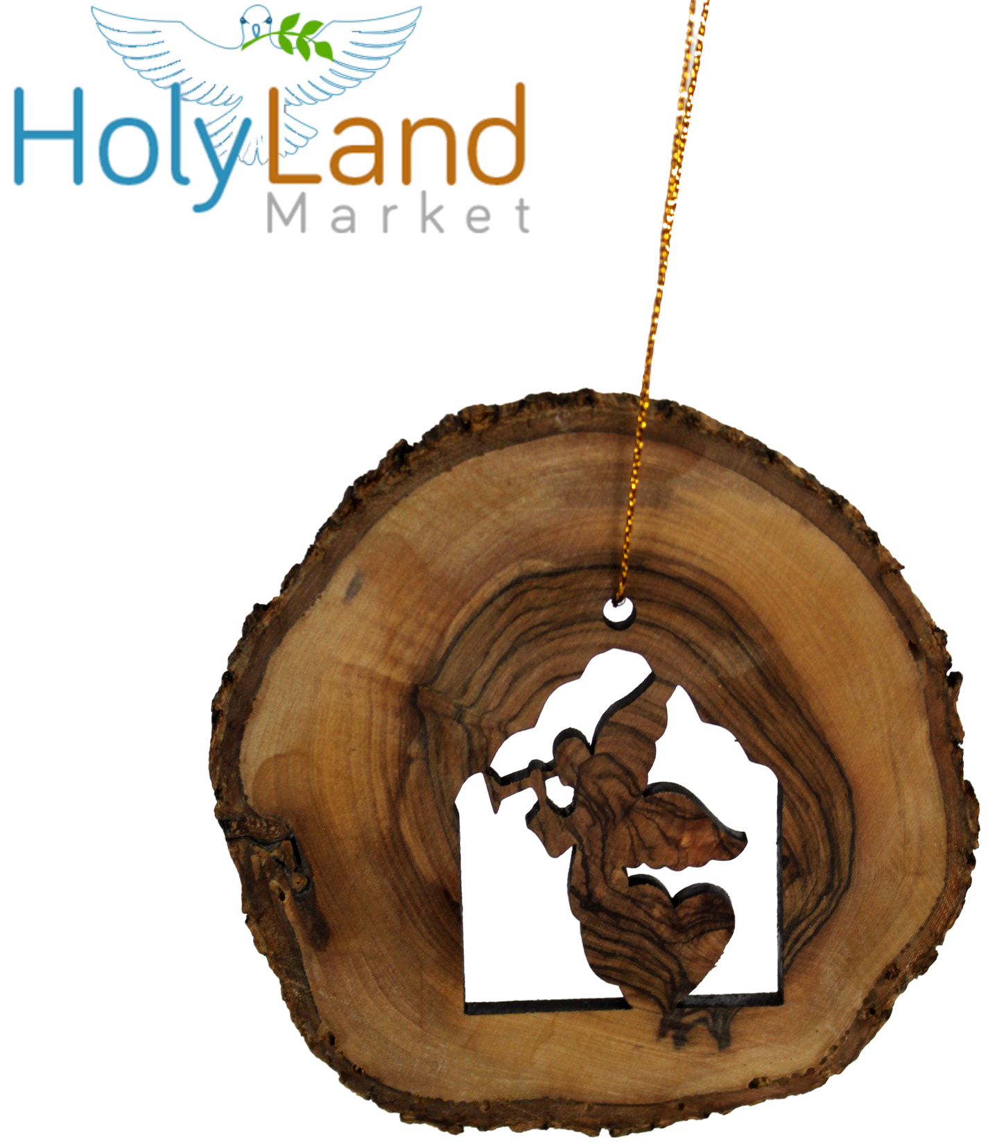 Holy Land Market Complete 7-Piece Olive Wood Bark Ornament Set - Inspirational Natural Wooden Christmas Decorations, Hand Carved in Bethlehem - Unique Christmas Ornaments & Decor Nativity Story Set、mySite、topwebapps