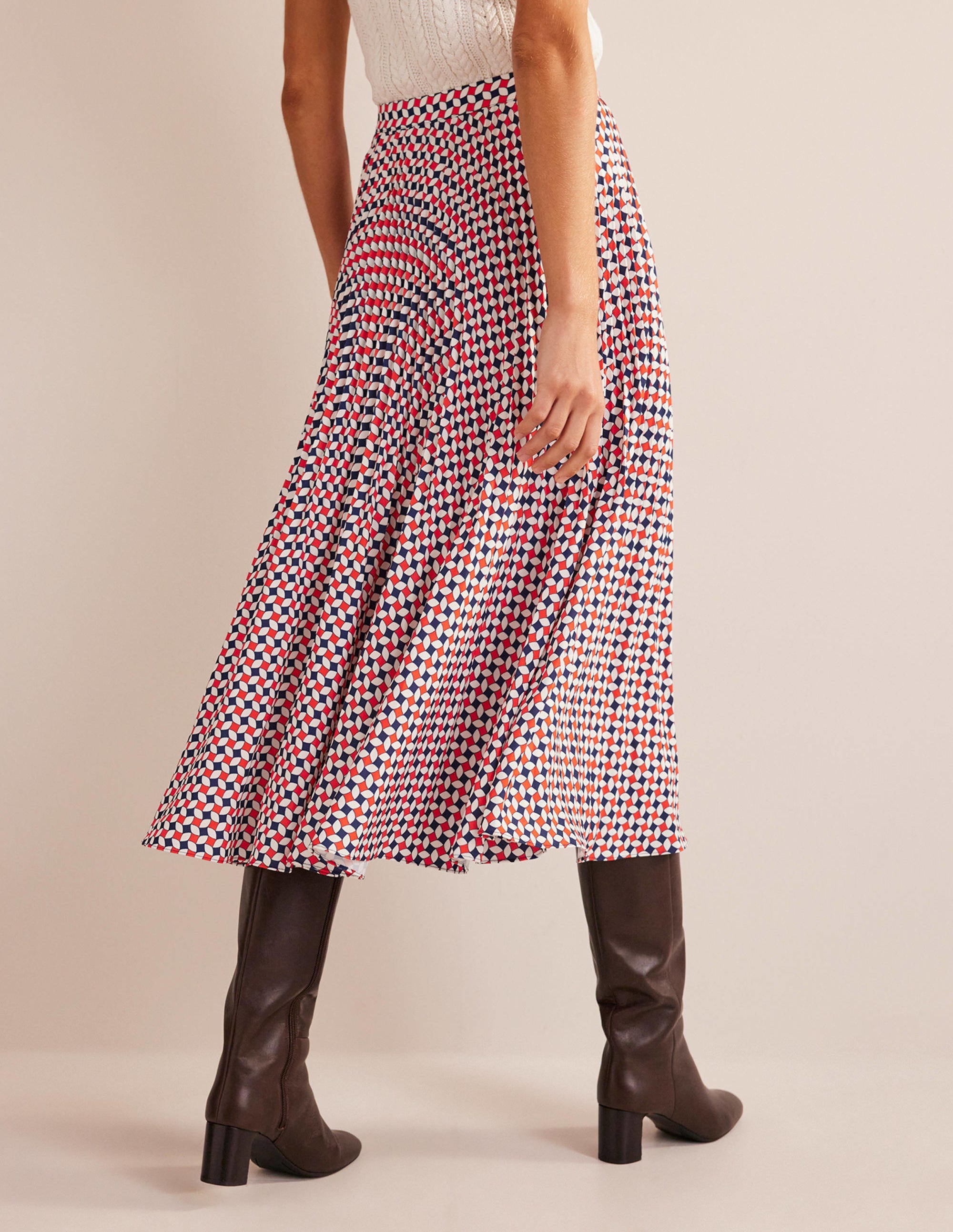  Pleated Midi Skirt-Fiesta Orange, Diamond、mySite、ashleygrahame