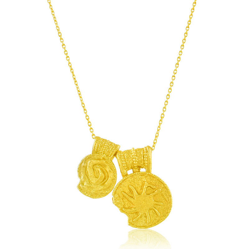 Uneven Textured Charm Necklace | 14K Gold Plated、mySite、camillekostekn