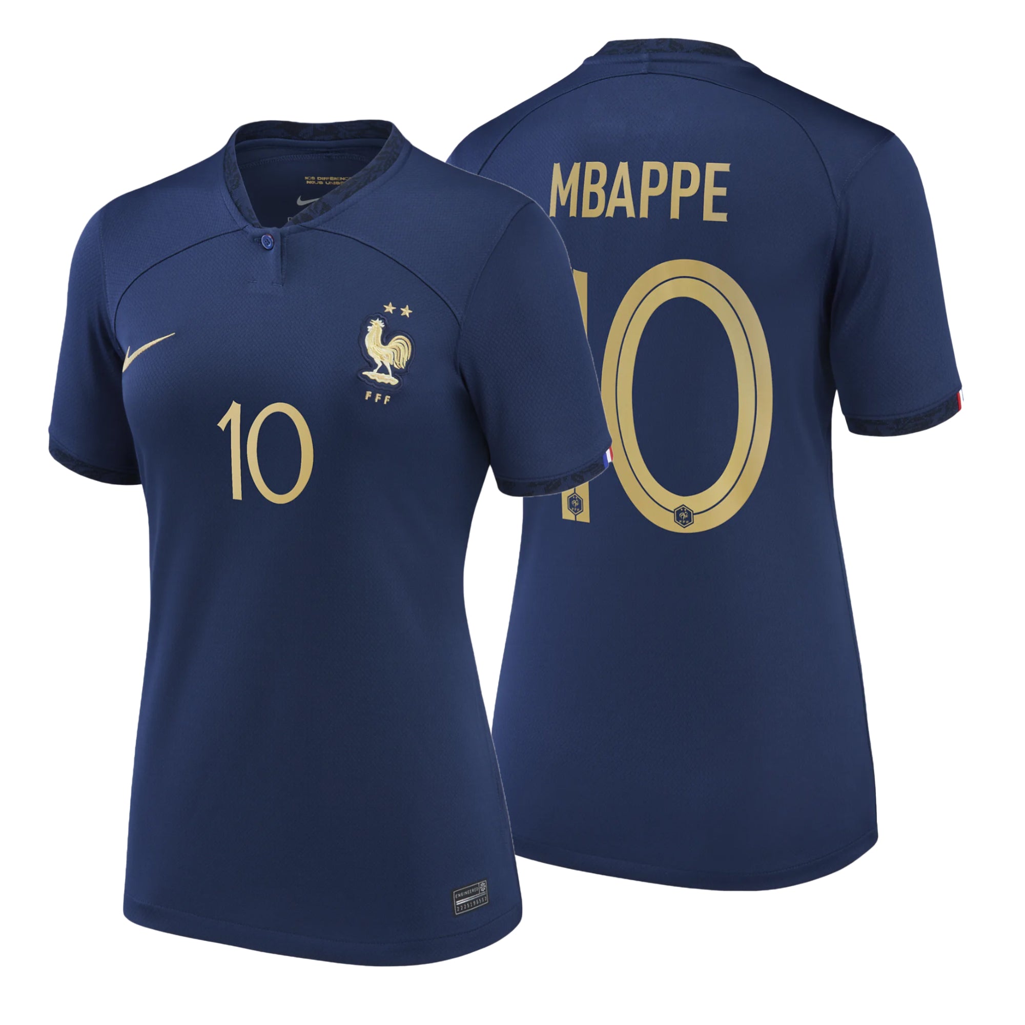 Nike Women's France 2022/23 Home Jersey w/ Mbappe #10 Printing、mySite、noshort